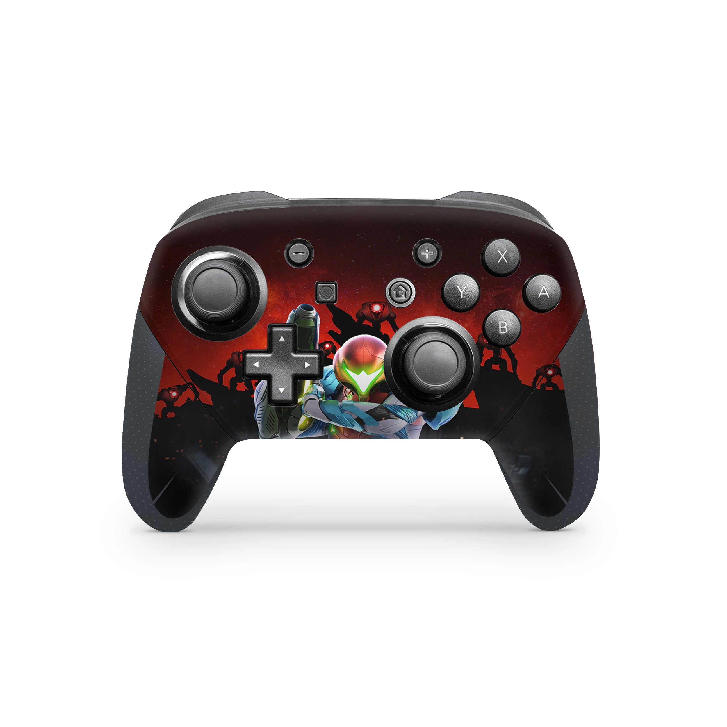 A video game skin featuring a Metroid Dread design for the Switch Pro Controller.