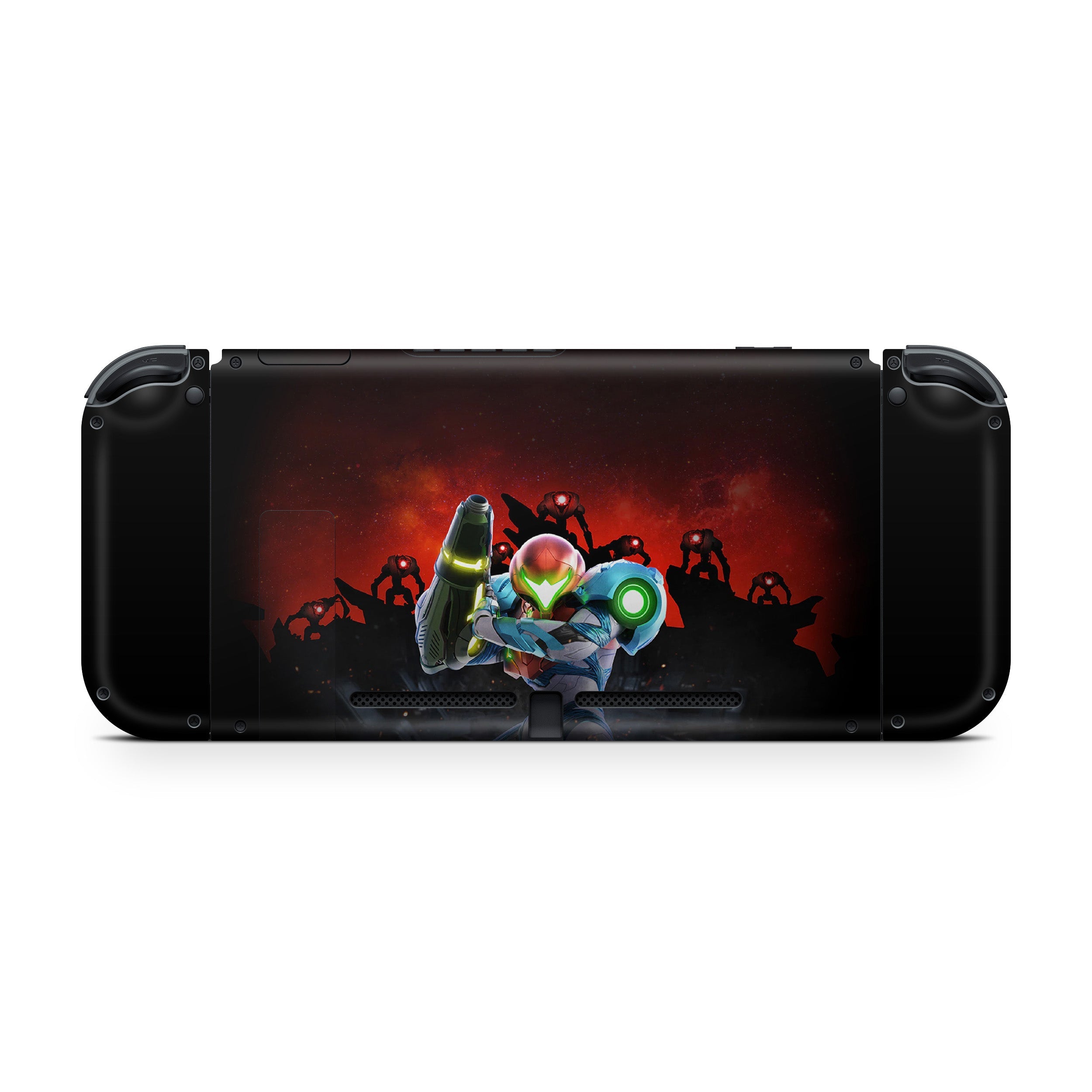 A video game skin featuring a Metroid Dread design for the Nintendo Switch.