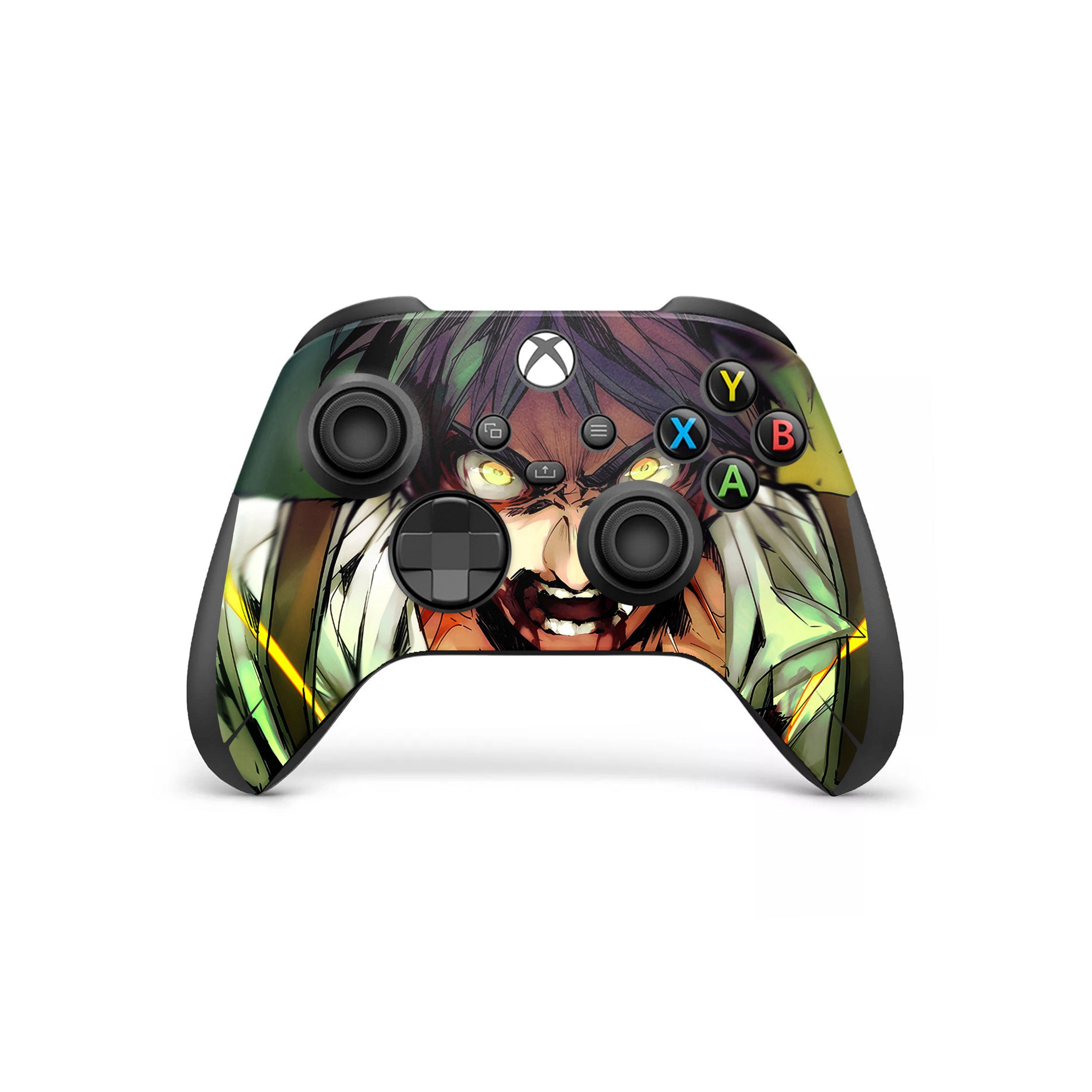 A video game skin featuring a Attack On Titan Eren Yeager design for the Xbox Wireless Controller.