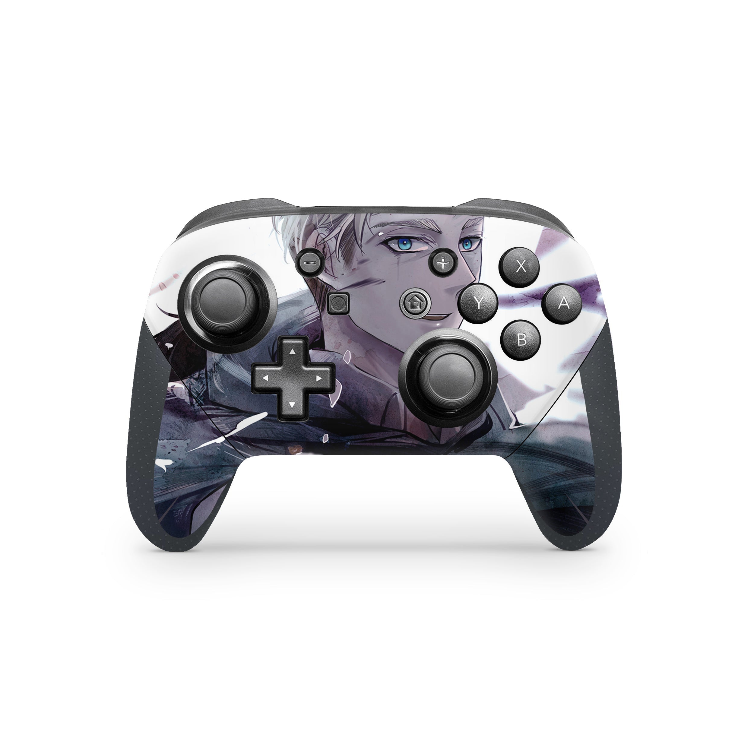 A video game skin featuring a Attack On Titan Erwin Smith design for the Switch Pro Controller.