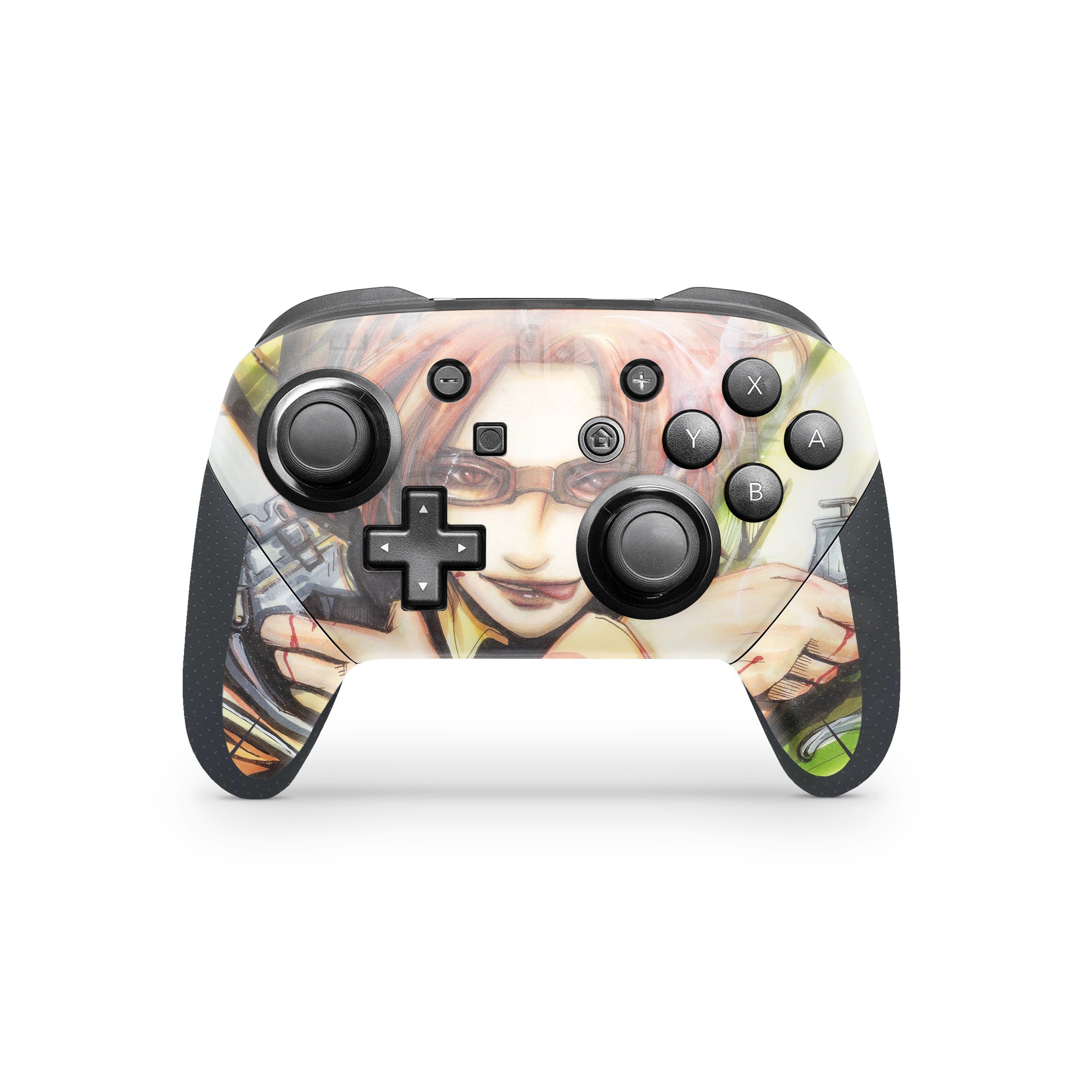 A video game skin featuring a Attack On Titan Hange Zoe design for the Switch Pro Controller.