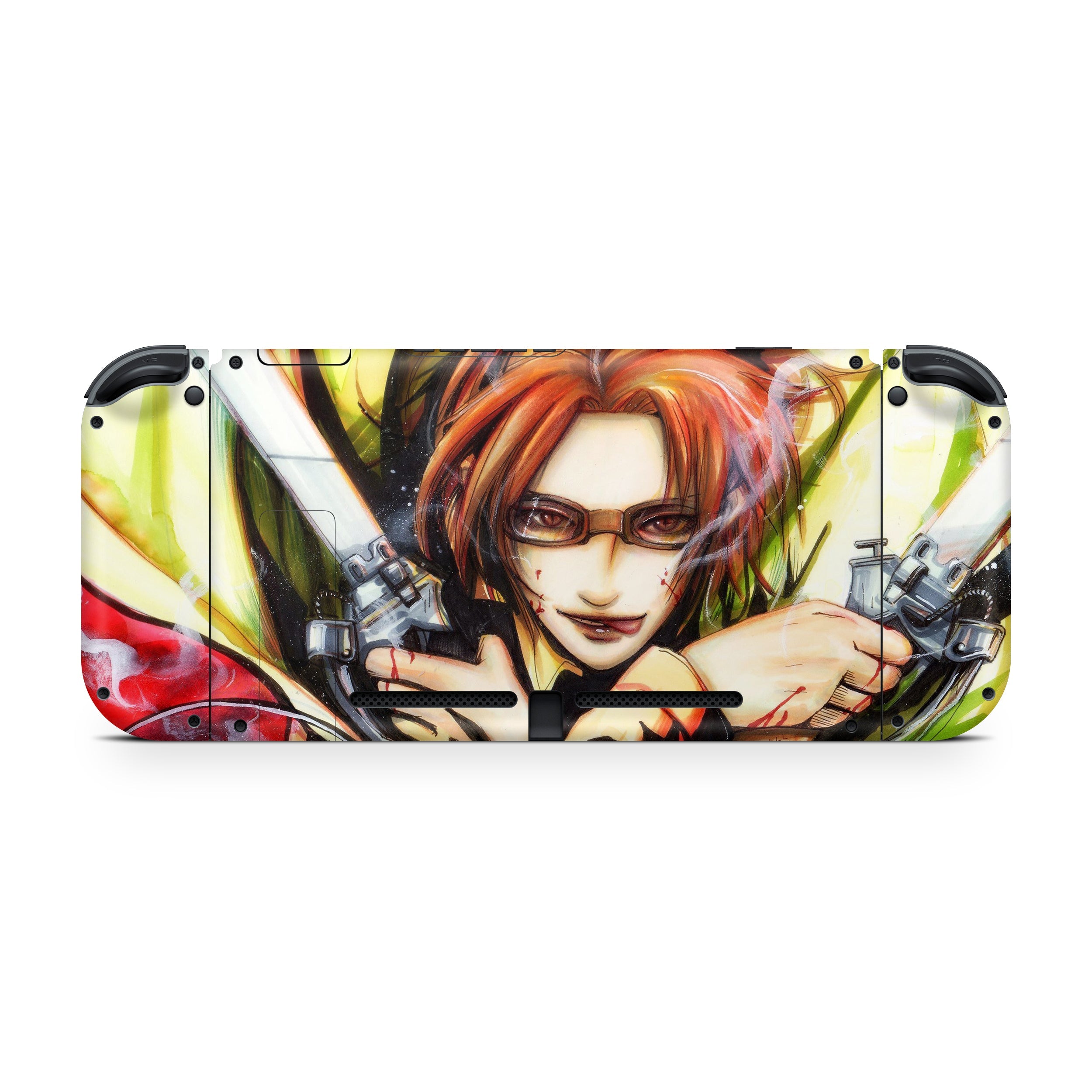 A video game skin featuring a Attack On Titan Hange Zoe design for the Nintendo Switch.