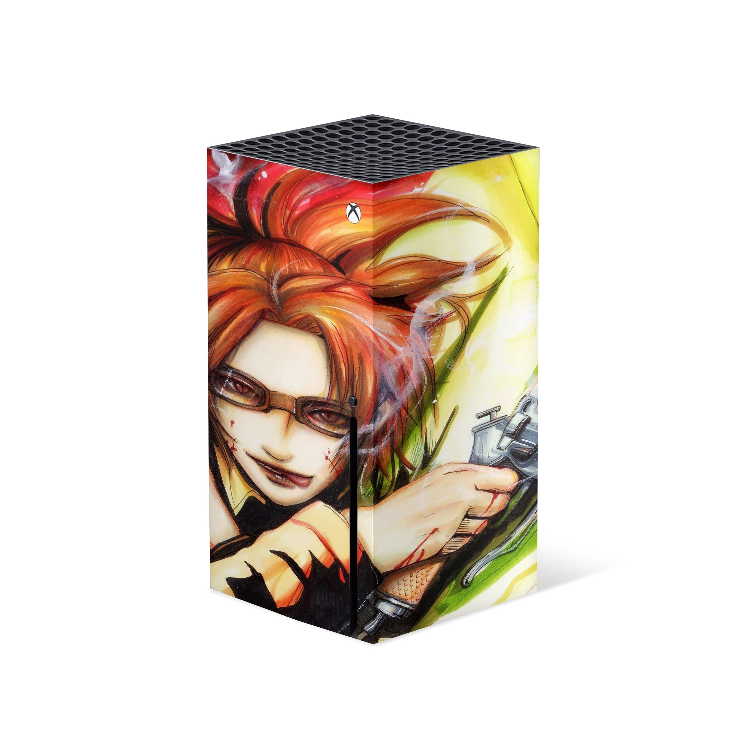 A video game skin featuring a Attack On Titan Hange Zoe design for the Xbox Series X.
