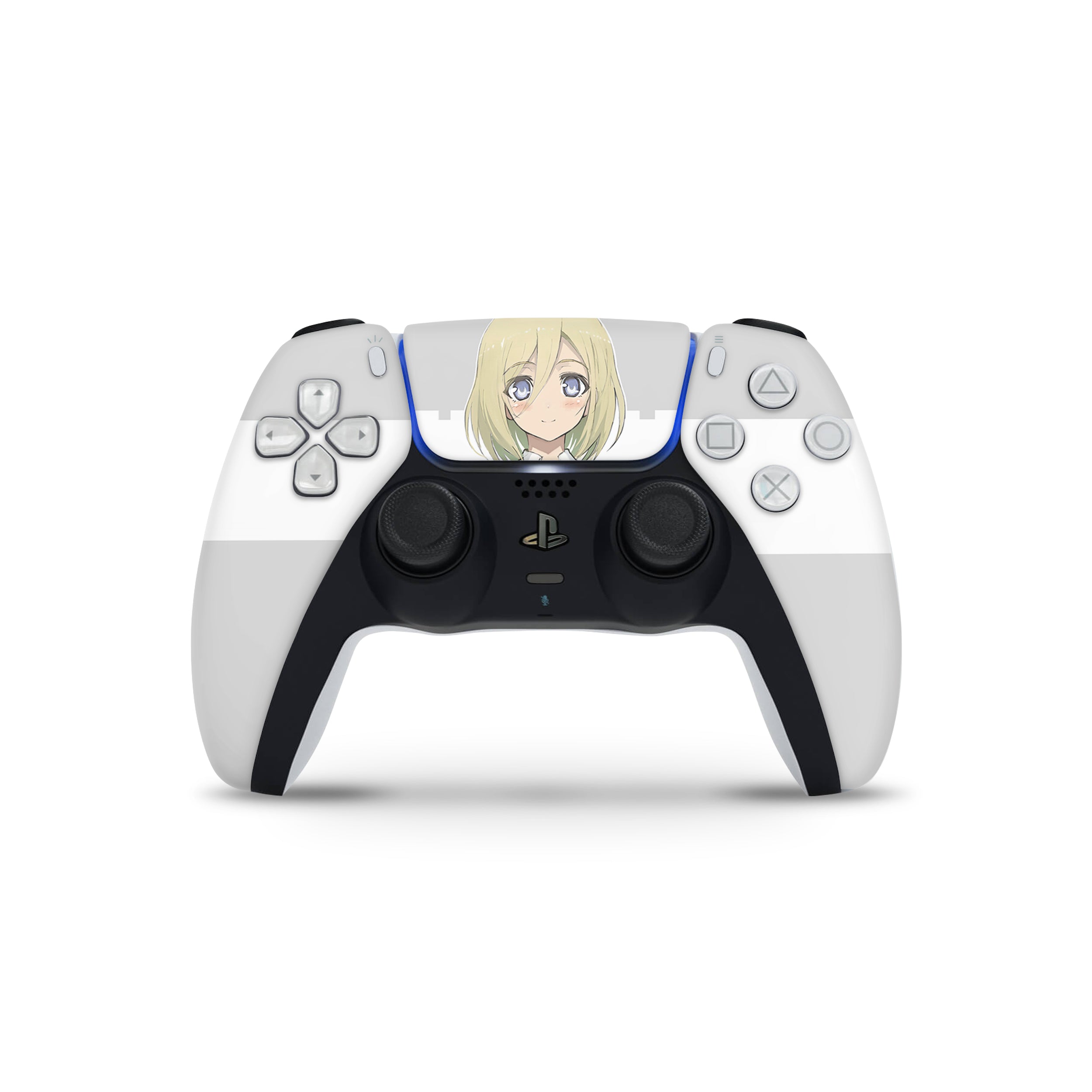 A video game skin featuring a Attack On Titan Historia Reiss design for the PS5 DualSense Controller.
