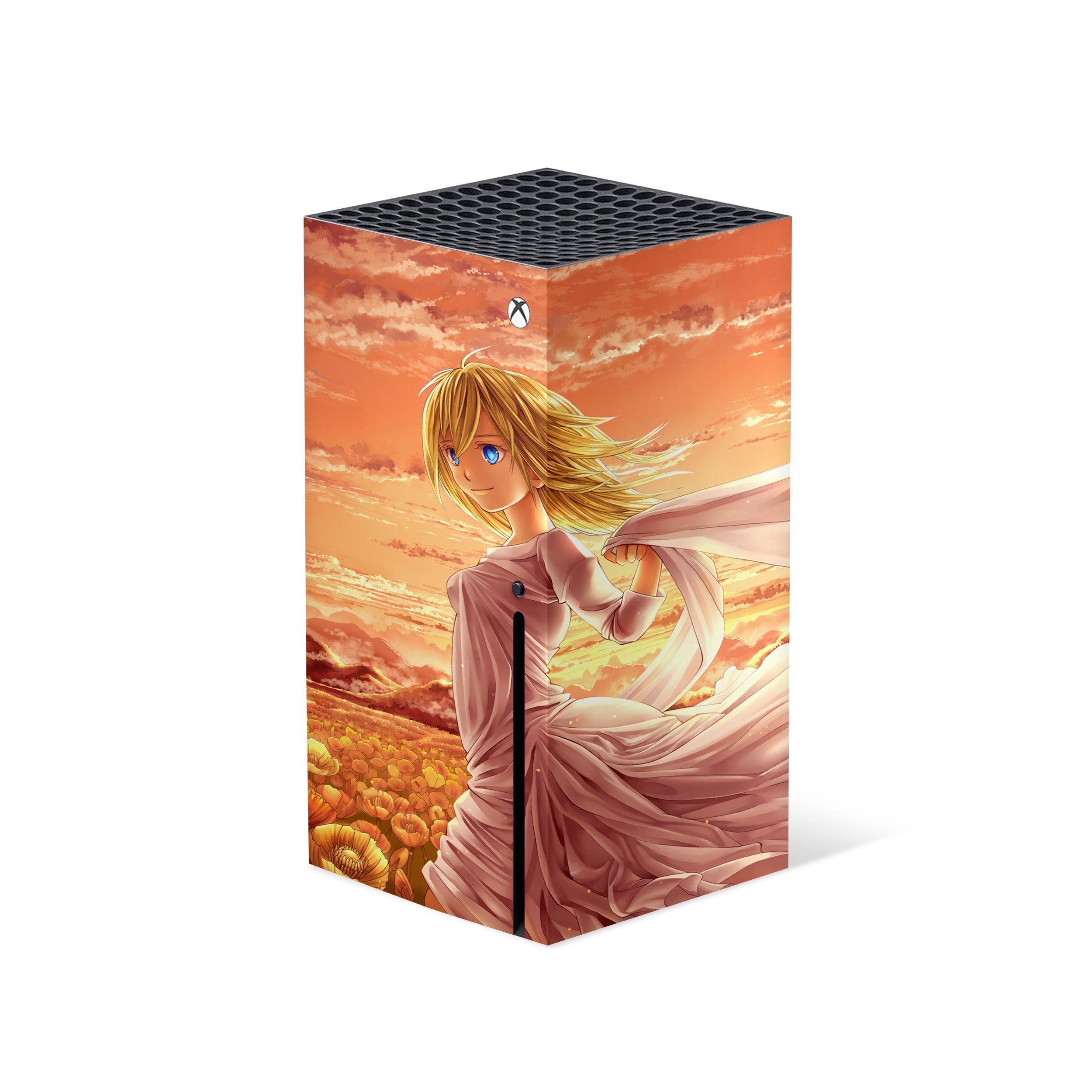 A video game skin featuring a Attack On Titan Historia Reiss design for the Xbox Series X.