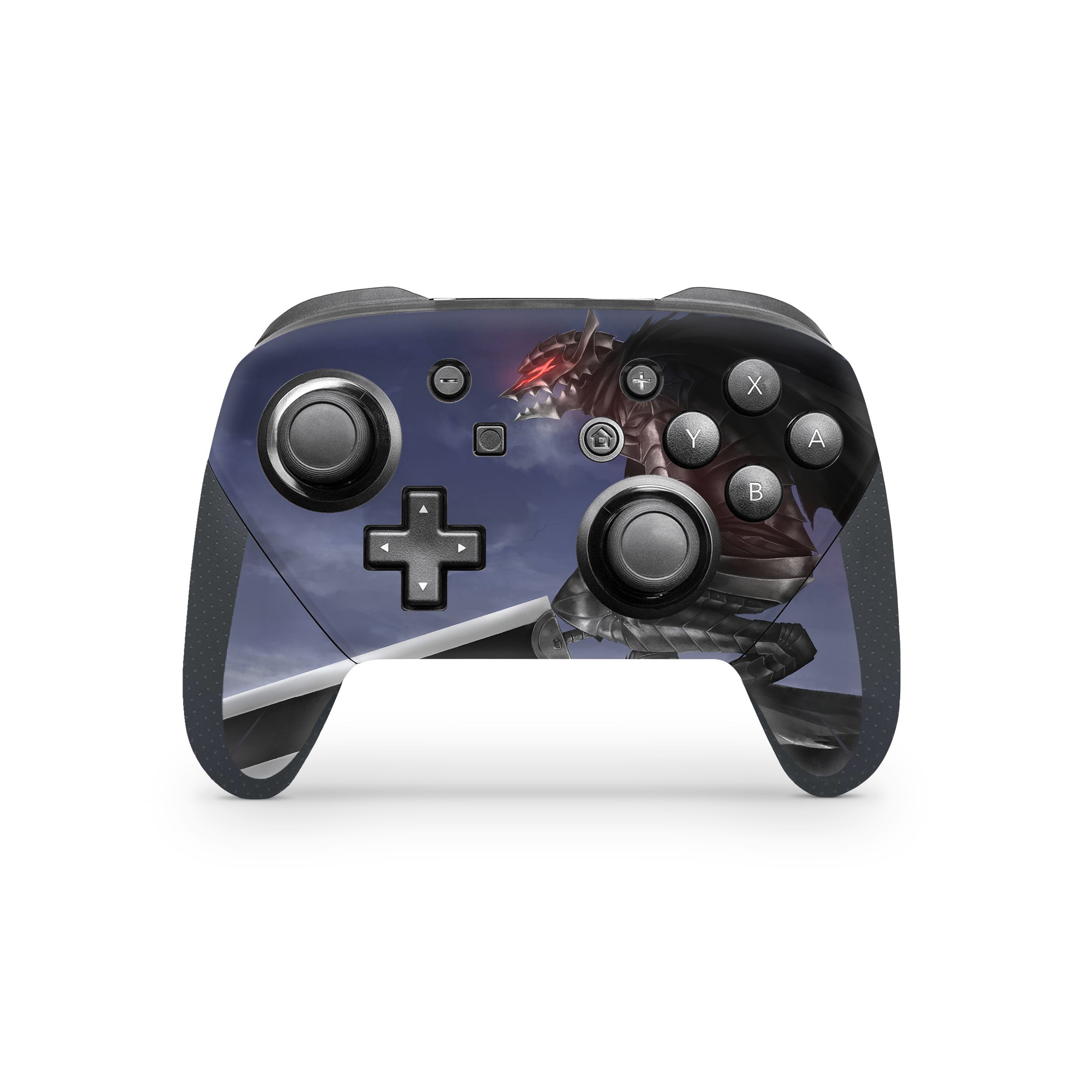 A video game skin featuring a Berserk Guts design for the Switch Pro Controller.
