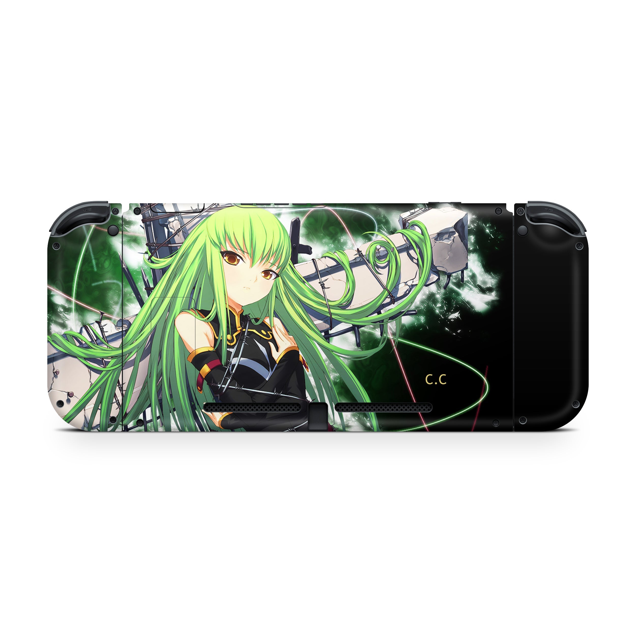 A video game skin featuring a Code Geass CC design for the Nintendo Switch.