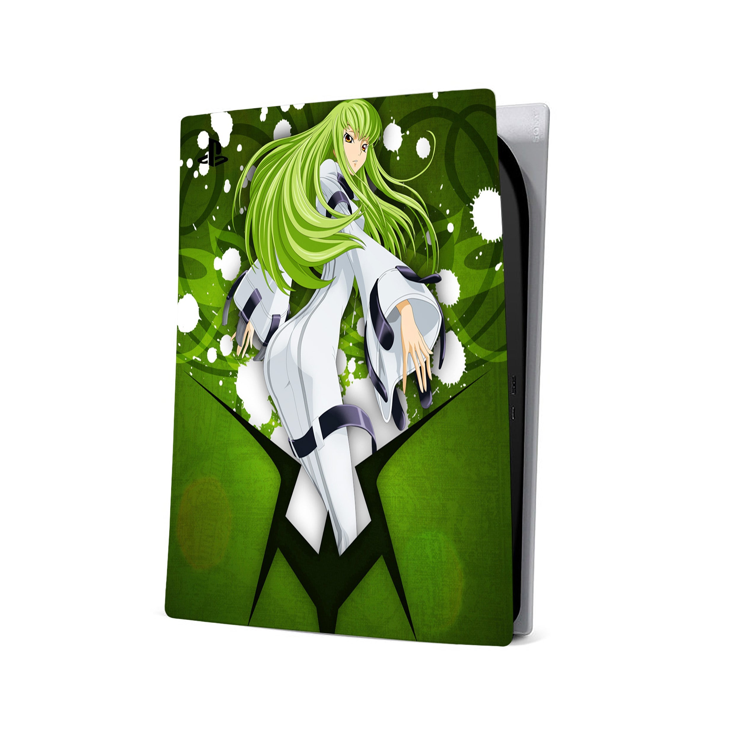 A video game skin featuring a Code Geass CC design for the PS5.