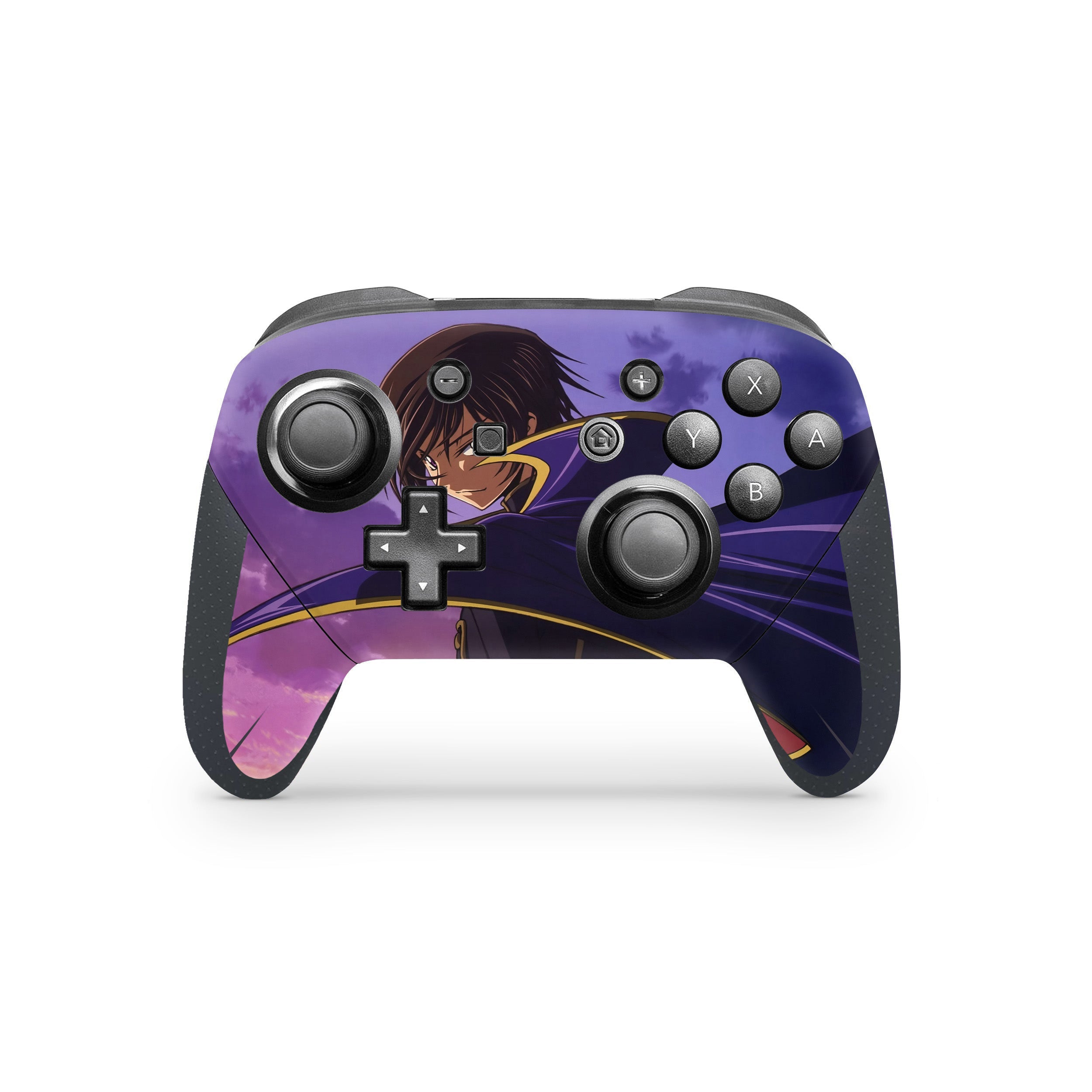A video game skin featuring a Code Geass Lelouch Lamperoug design for the Switch Pro Controller.
