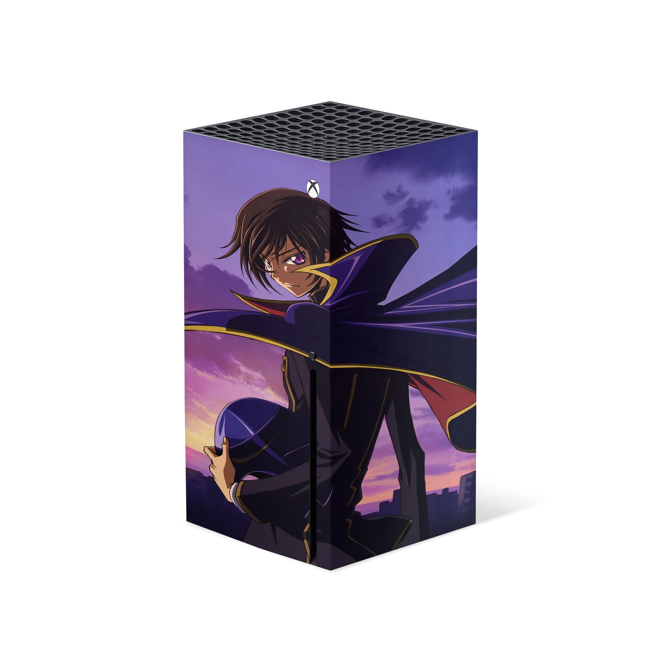 A video game skin featuring a Code Geass Lelouch Lamperoug design for the Xbox Series X.