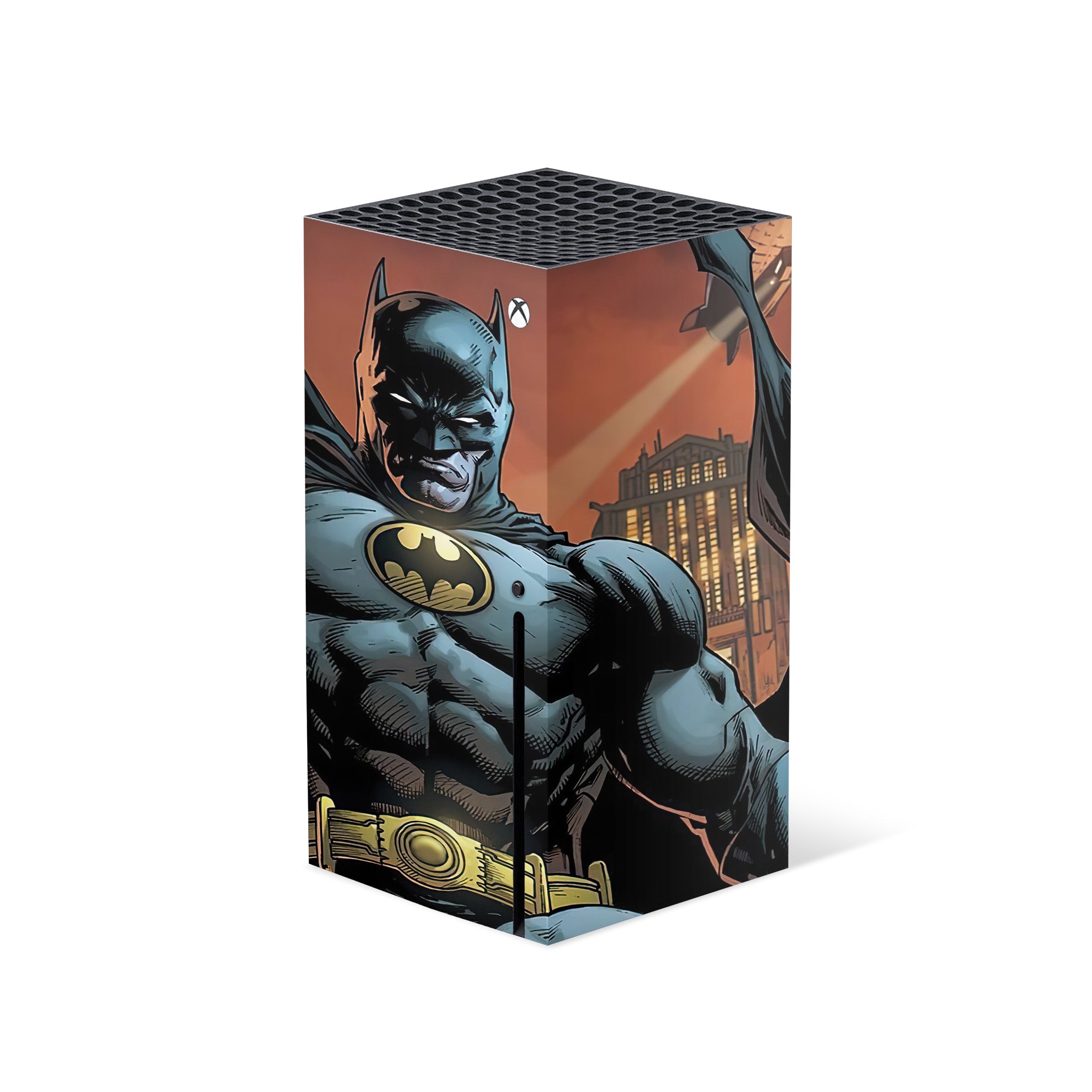 A video game skin featuring a DC Comics Batman design for the Xbox Series X.