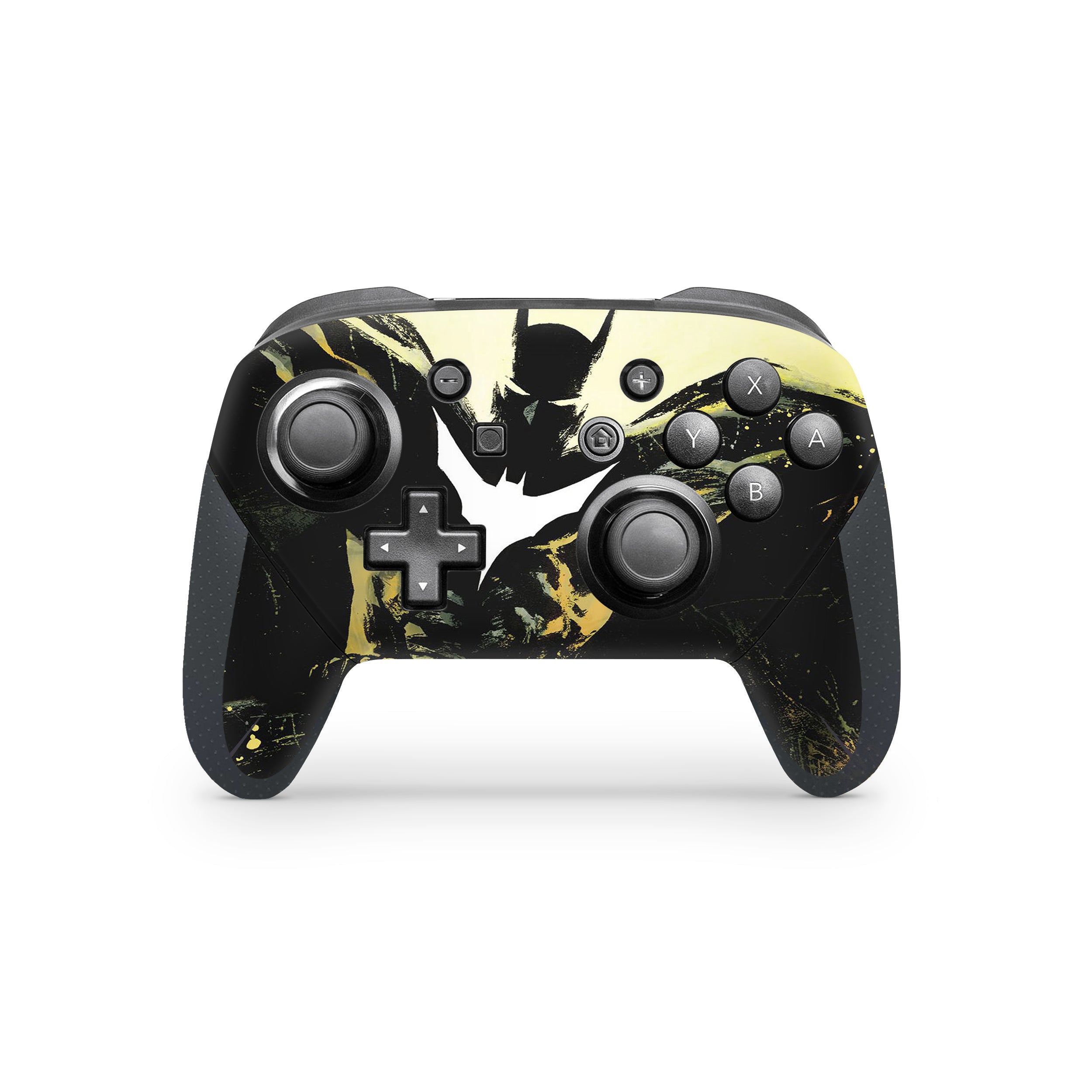 A video game skin featuring a DC Comics Batman design for the Switch Pro Controller.