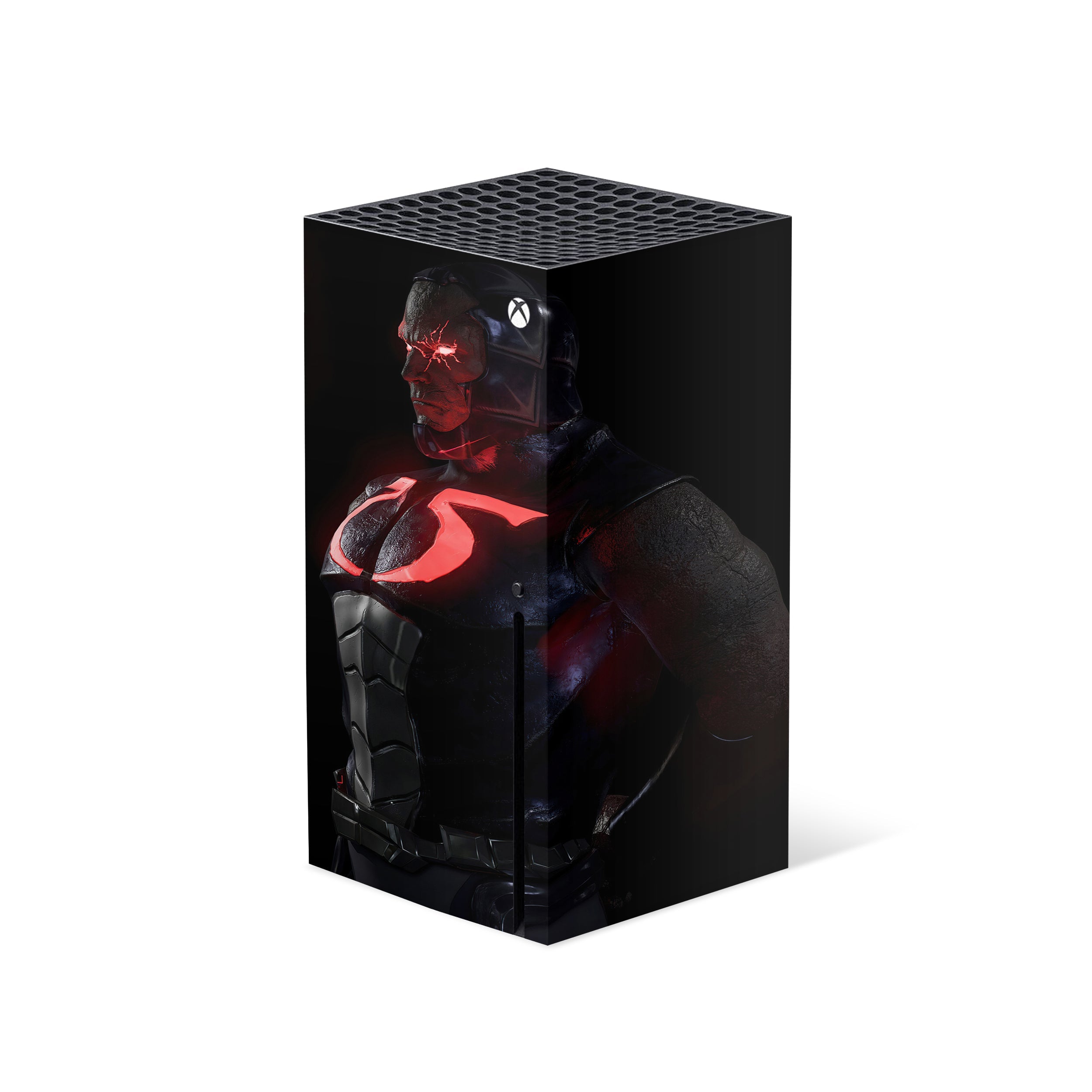 A video game skin featuring a DC Comics Darkseid design for the Xbox Series X.