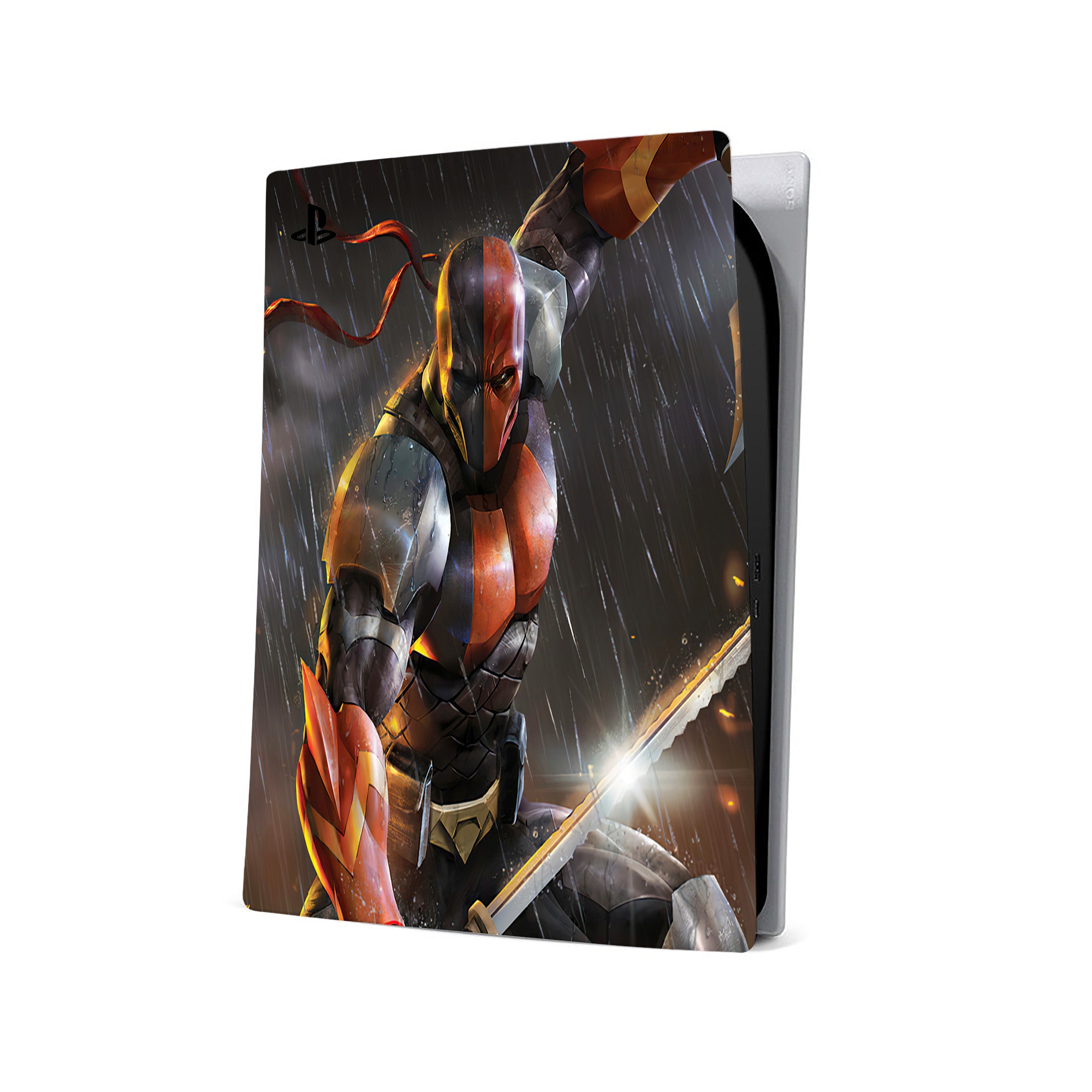 A video game skin featuring a DC Comics Deathstroke design for the PS5.
