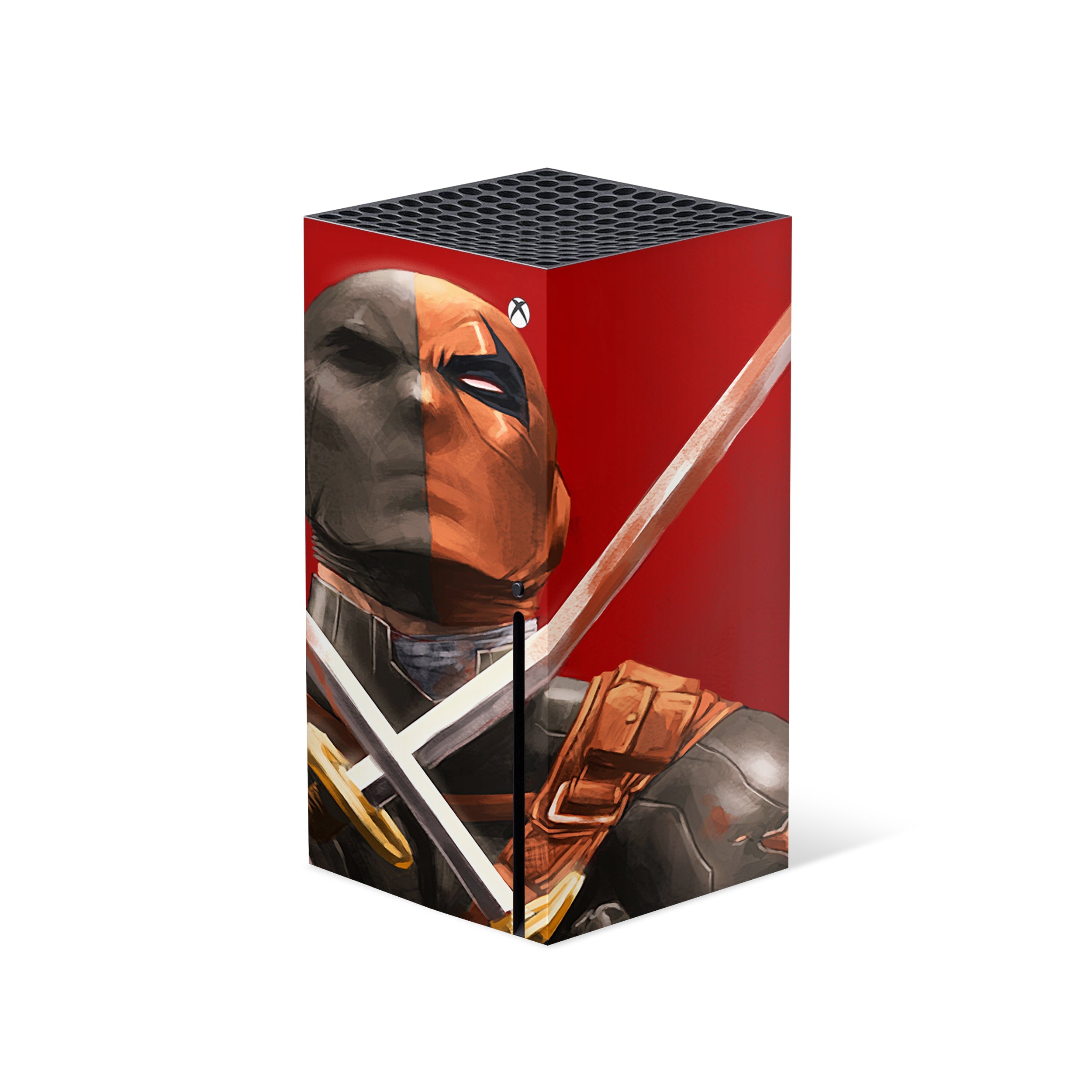 A video game skin featuring a DC Comics Deathstroke design for the Xbox Series X.