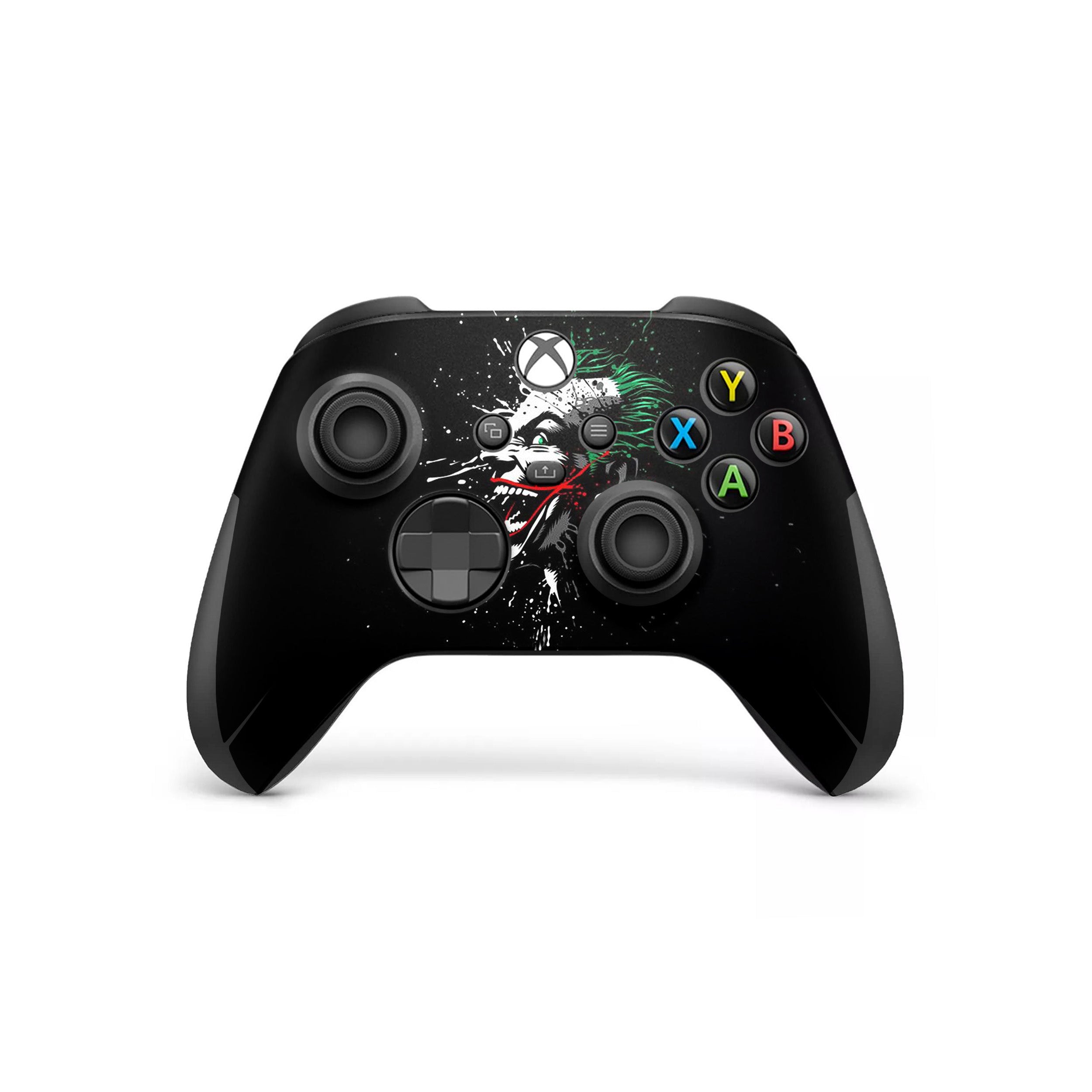 A video game skin featuring a DC Comics Joker design for the Xbox Wireless Controller.