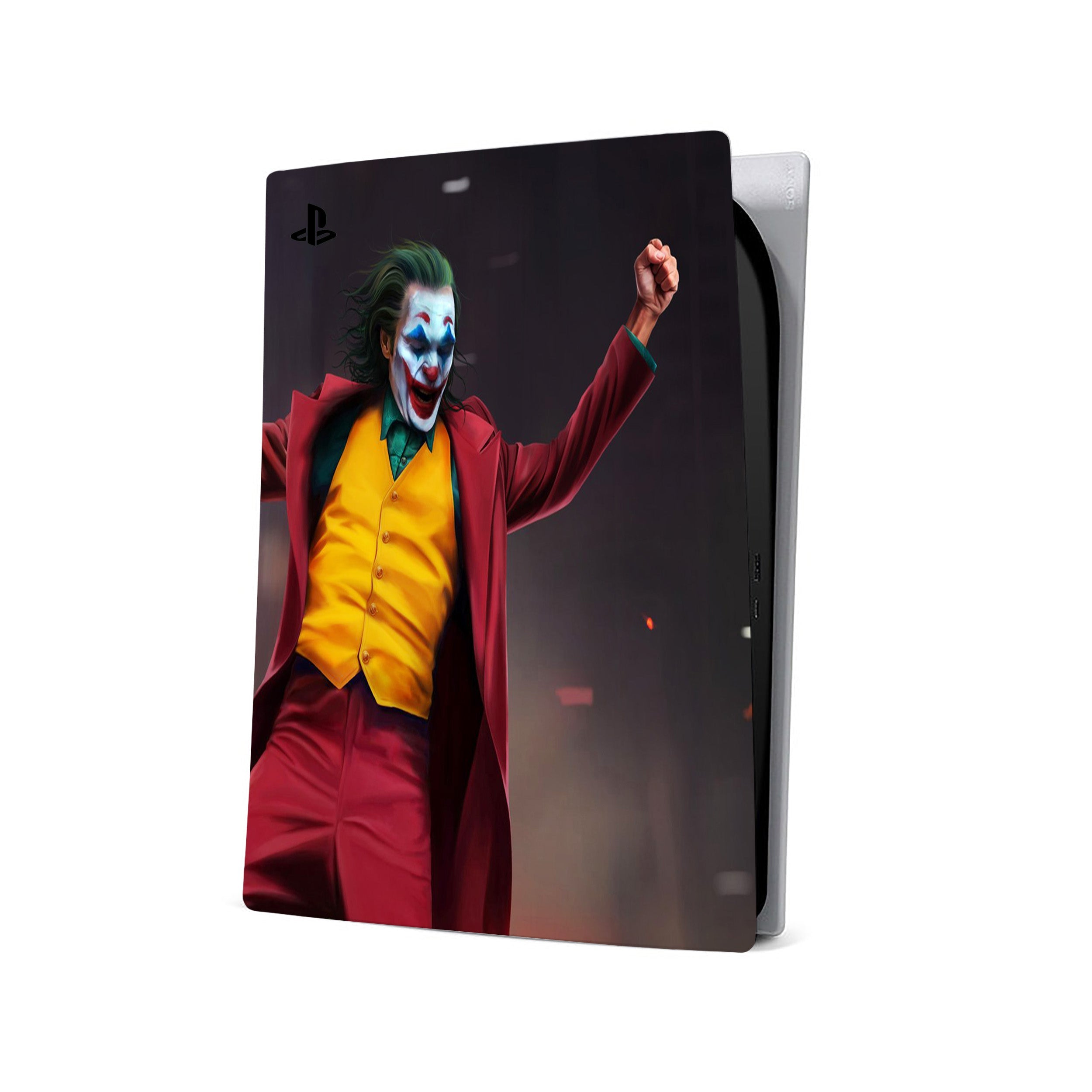 A video game skin featuring a DC Comics Joker design for the PS5.
