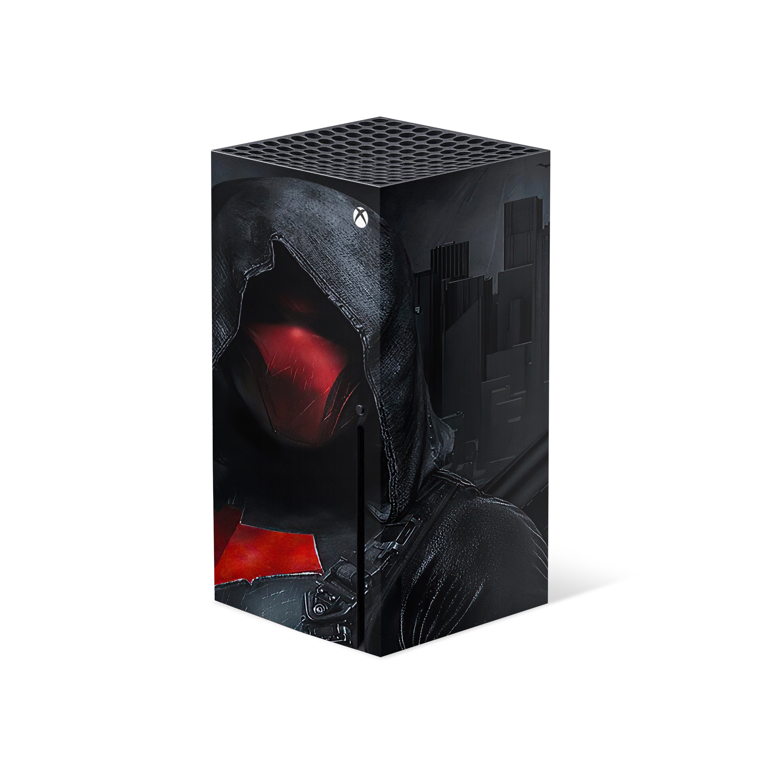 A video game skin featuring a DC Comics Red Hood design for the Xbox Series X.