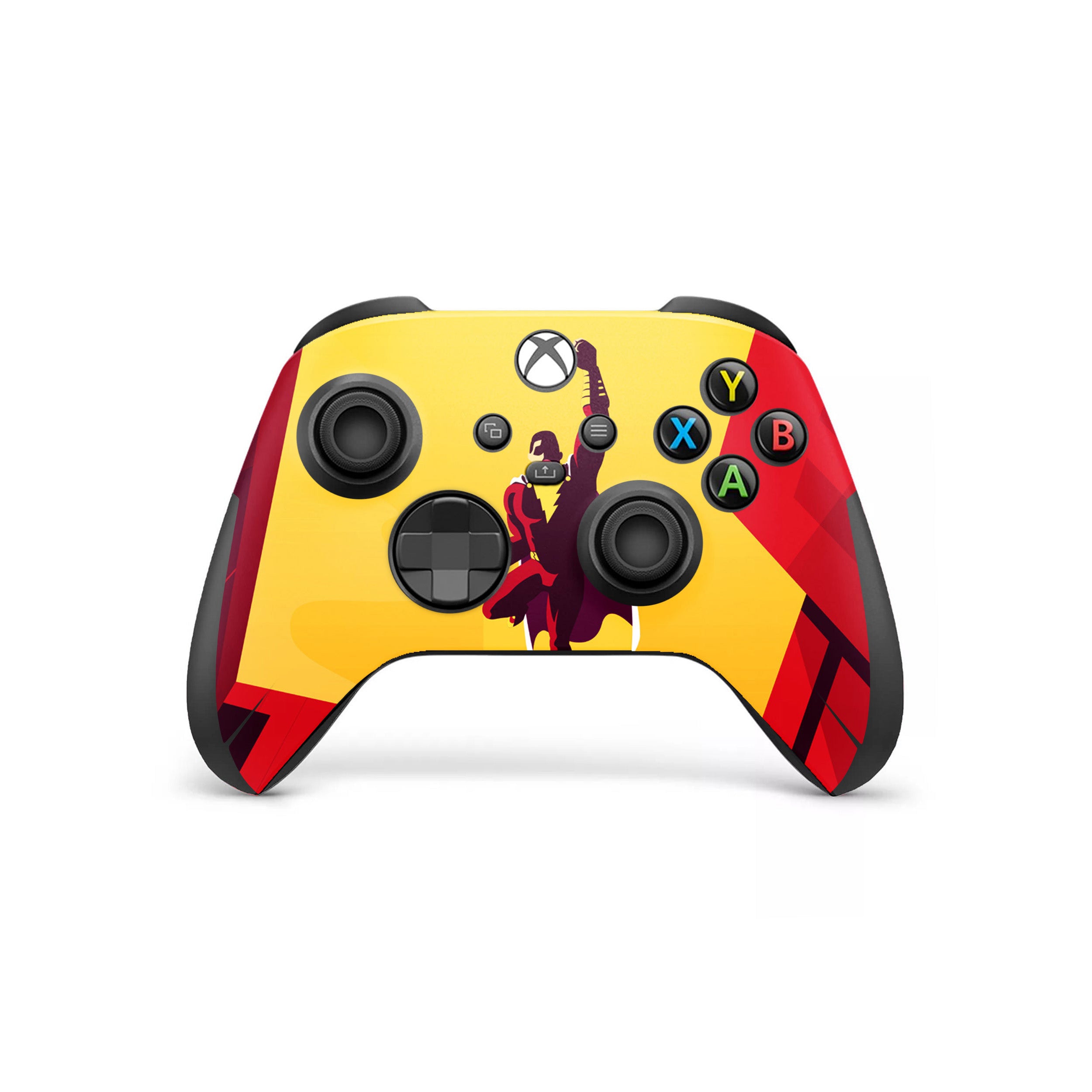 A video game skin featuring a DC Comics Shazam design for the Xbox Wireless Controller.