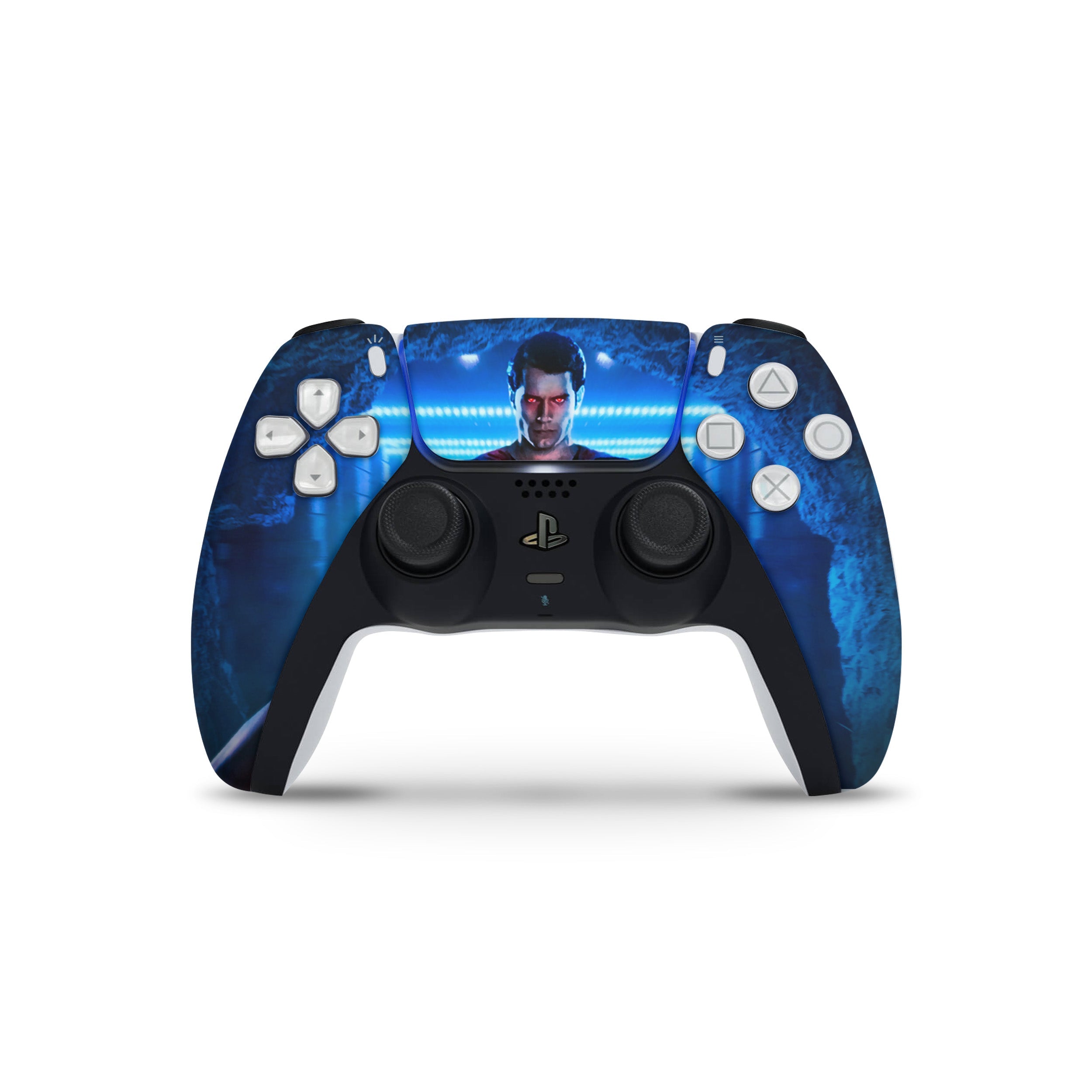 A video game skin featuring a DC Comics Superman design for the PS5 DualSense Controller.