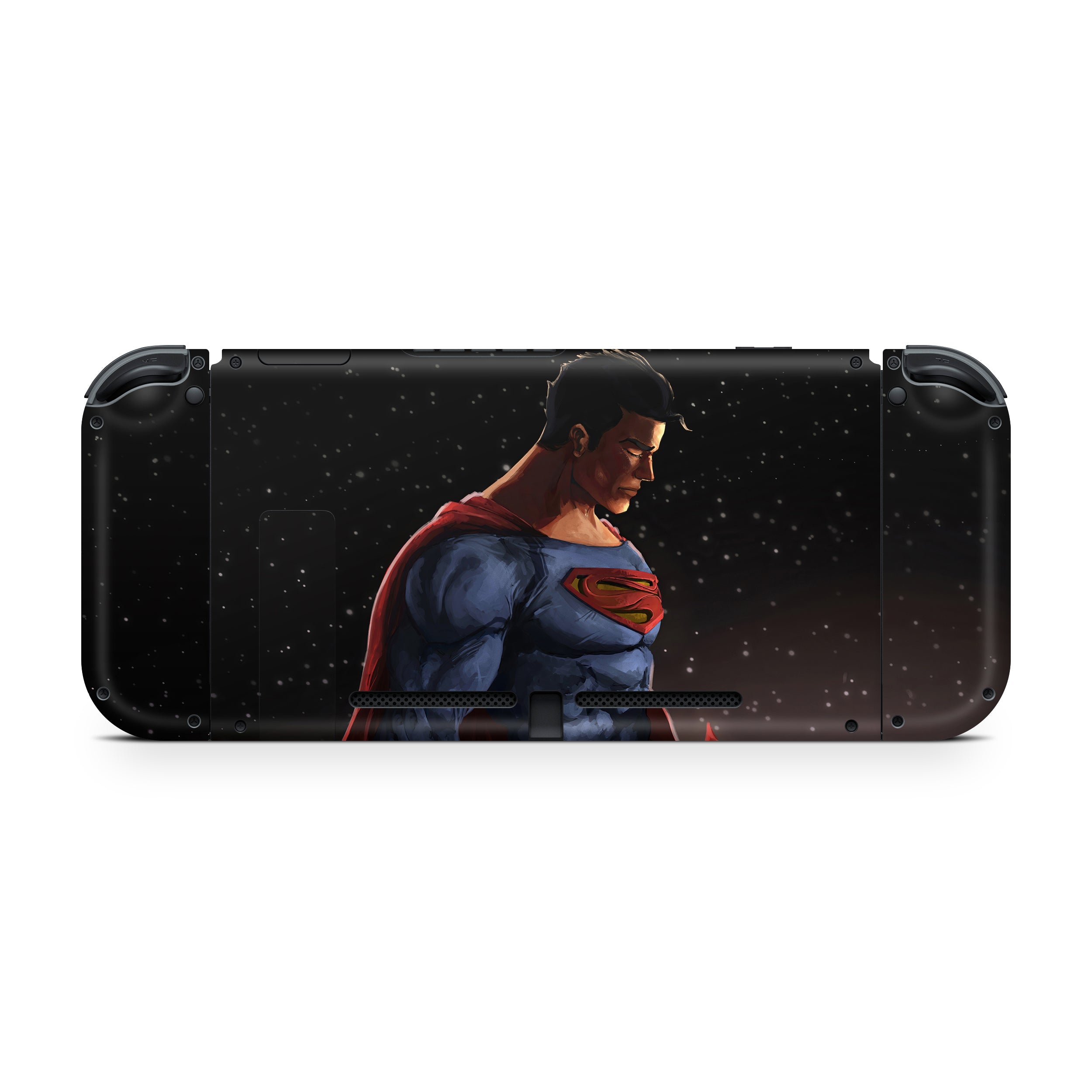A video game skin featuring a DC Comics Superman design for the Nintendo Switch.