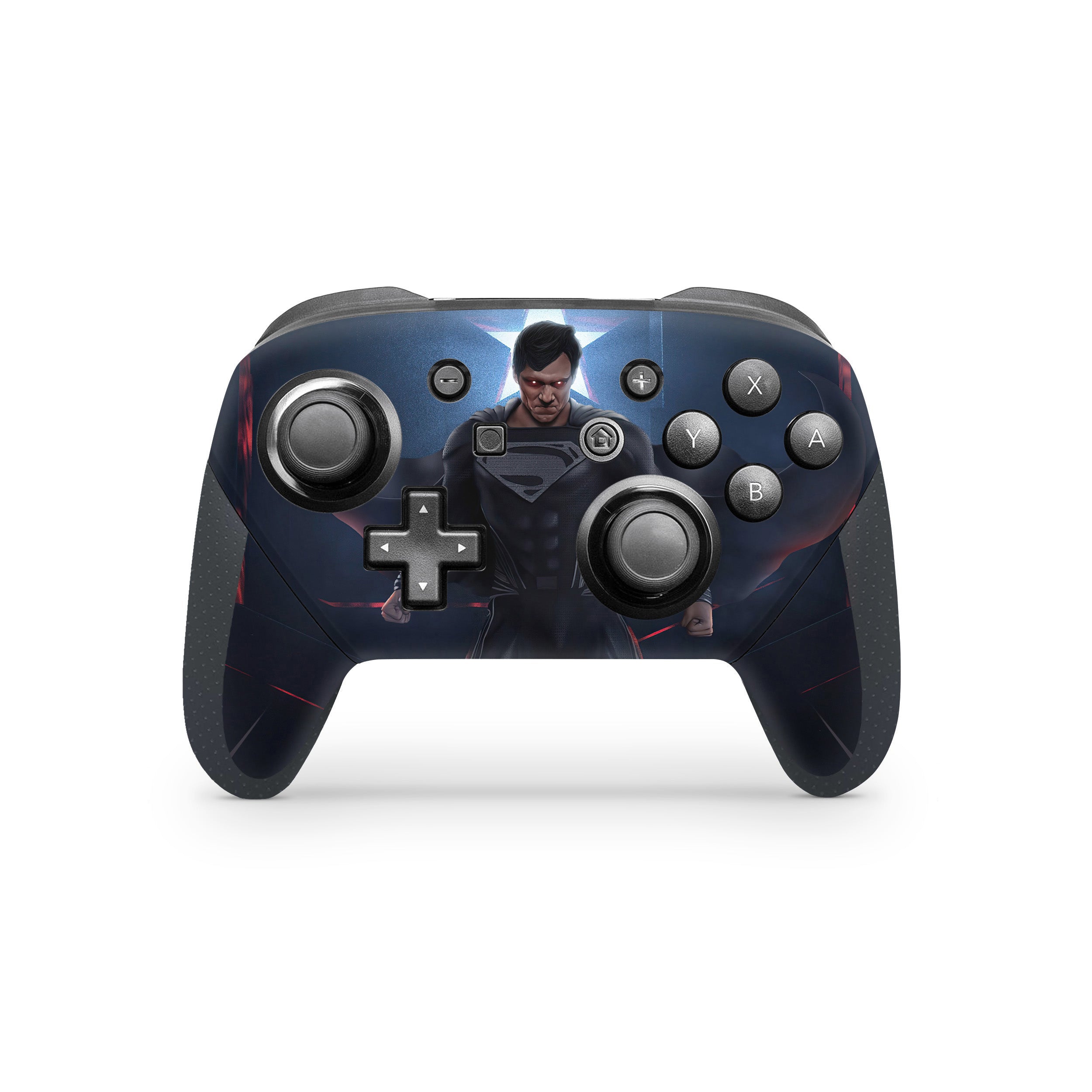 A video game skin featuring a DC Comics Superman design for the Switch Pro Controller.