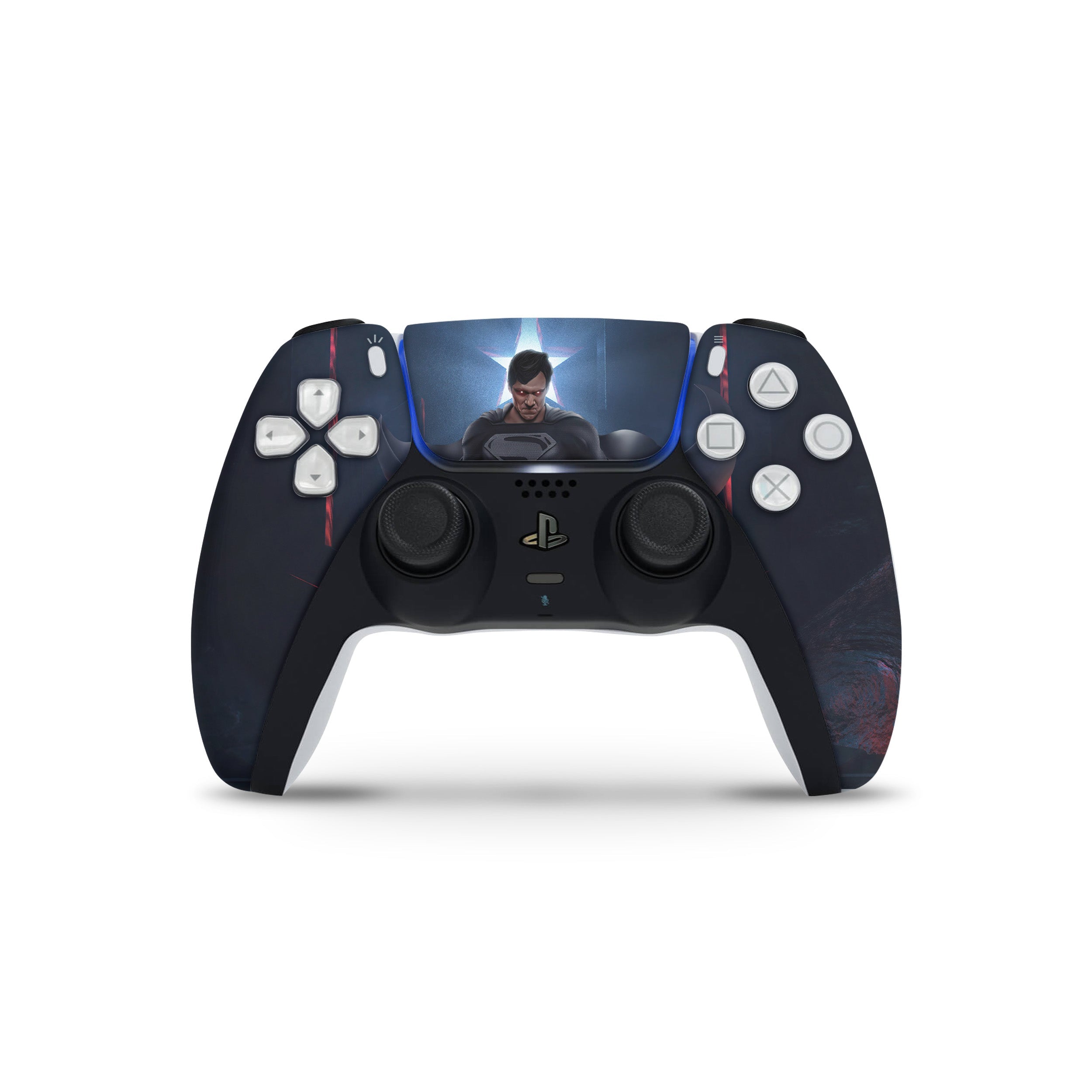 A video game skin featuring a DC Comics Superman design for the PS5 DualSense Controller.