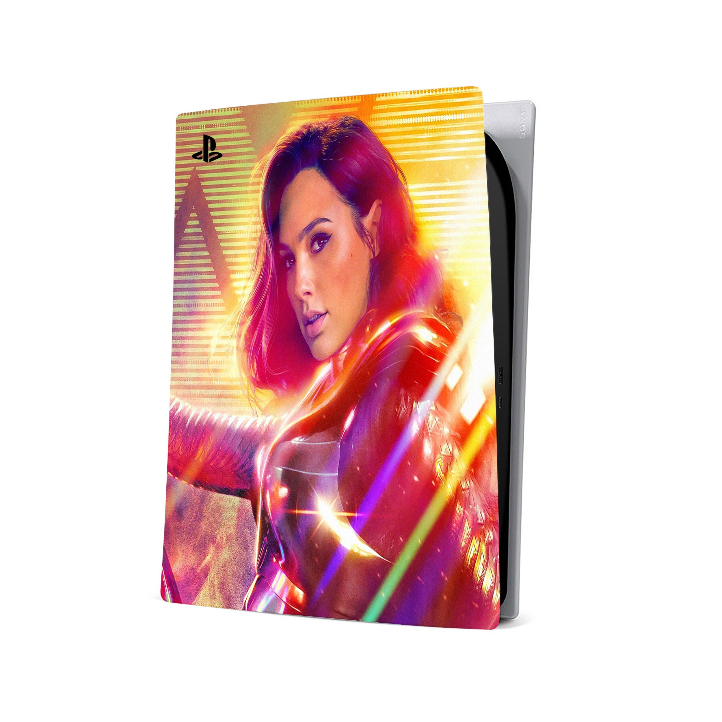 A video game skin featuring a DC Comics Wonder Woman design for the PS5.