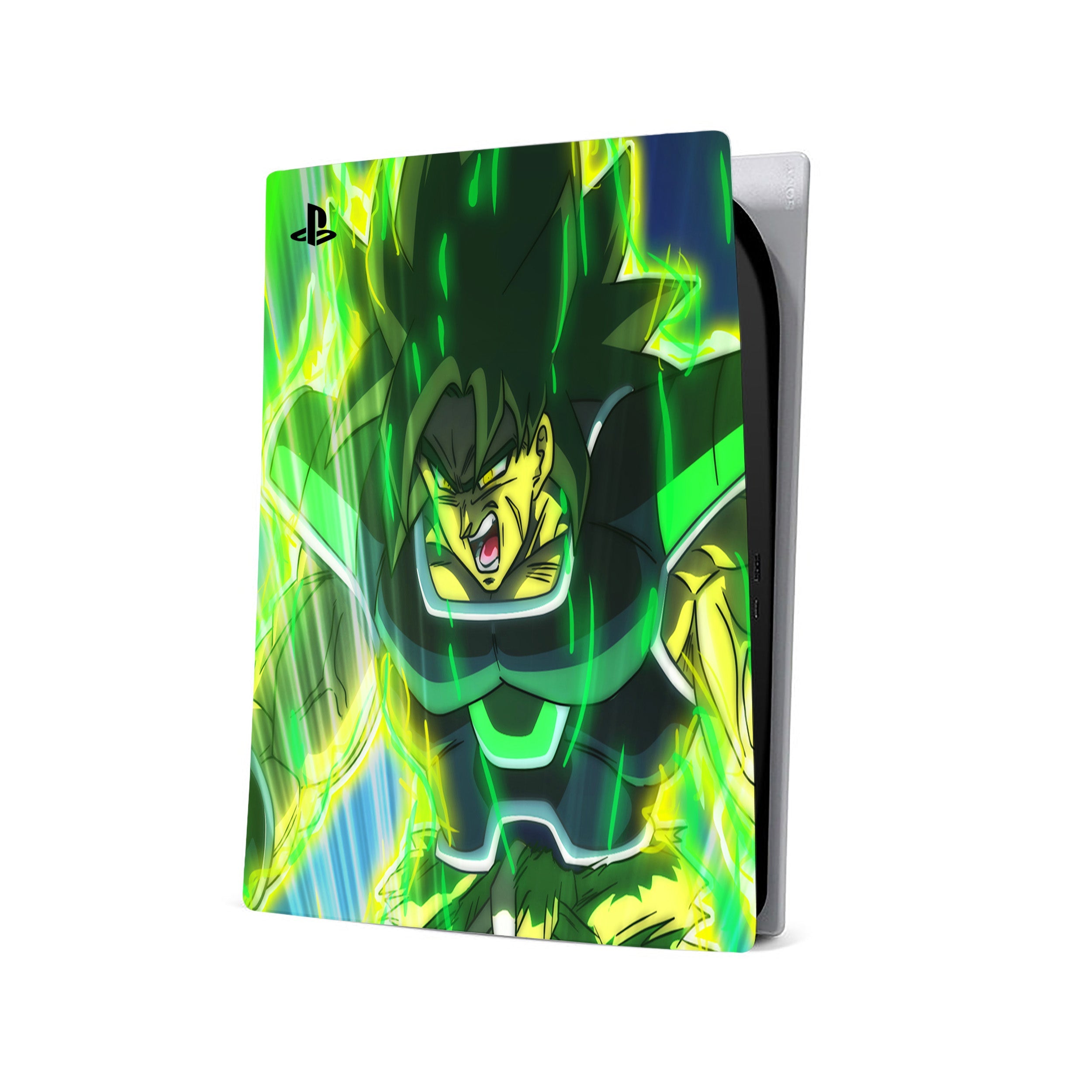 A video game skin featuring a Dragon Ball Super Broly design for the PS5.
