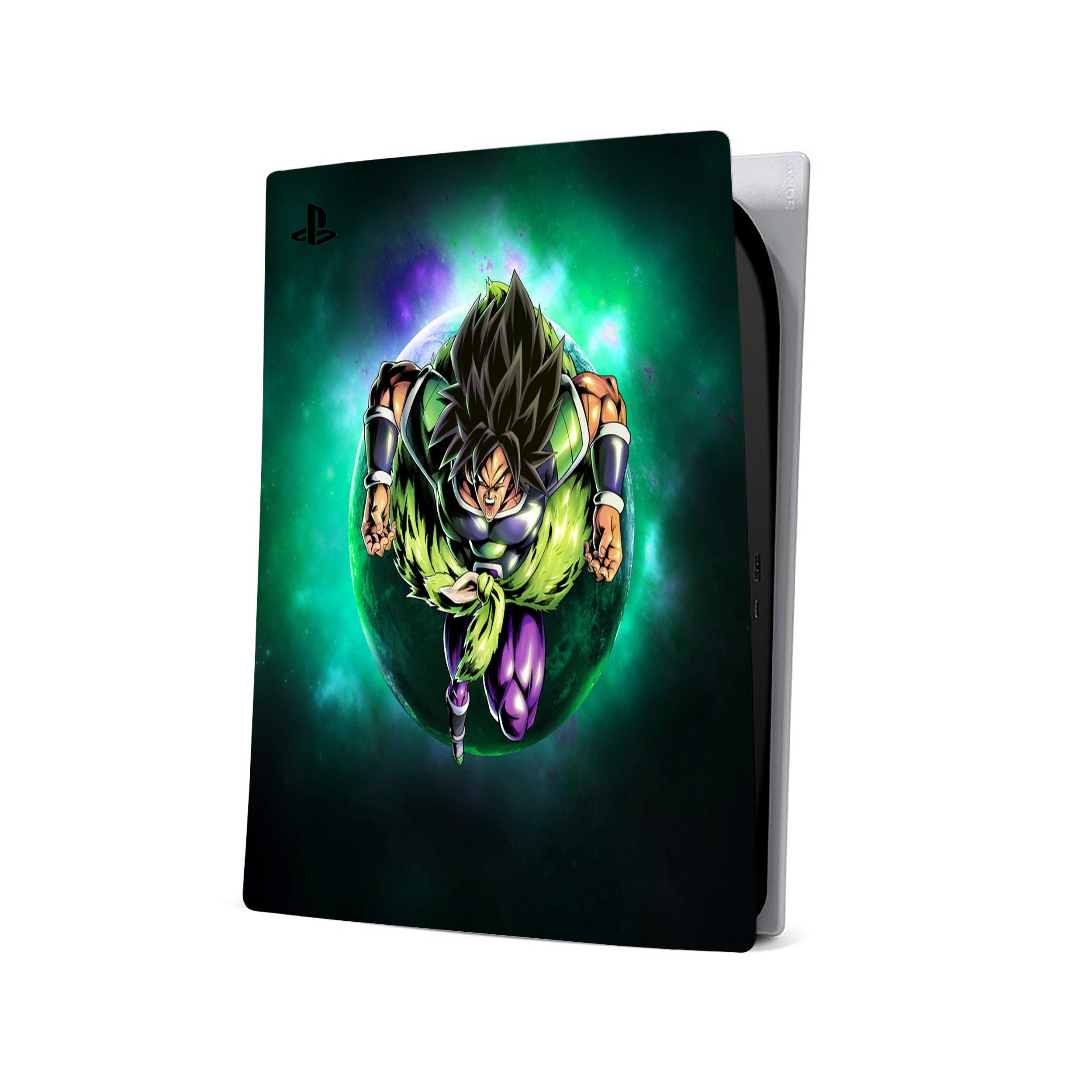 A video game skin featuring a Dragon Ball Super Broly design for the PS5.