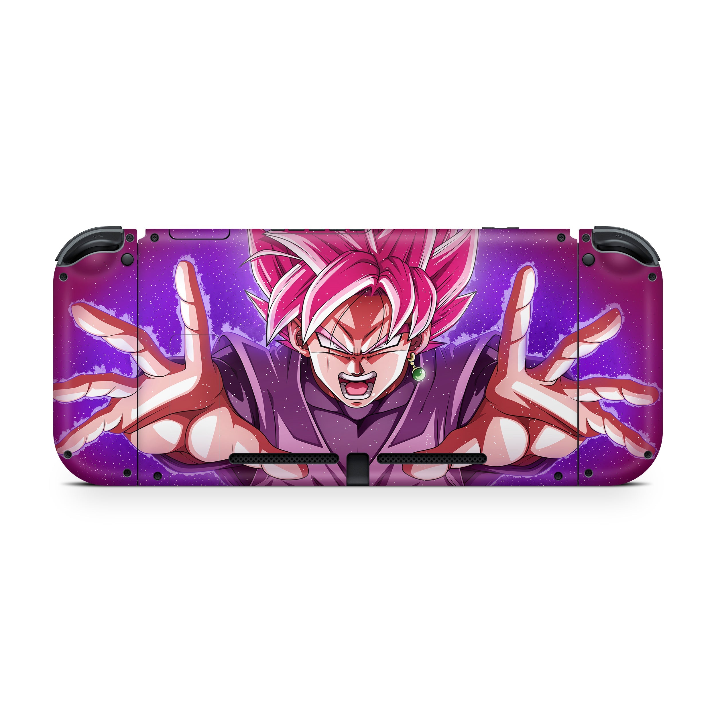 A video game skin featuring a Dragon Ball Super Goku design for the Nintendo Switch.