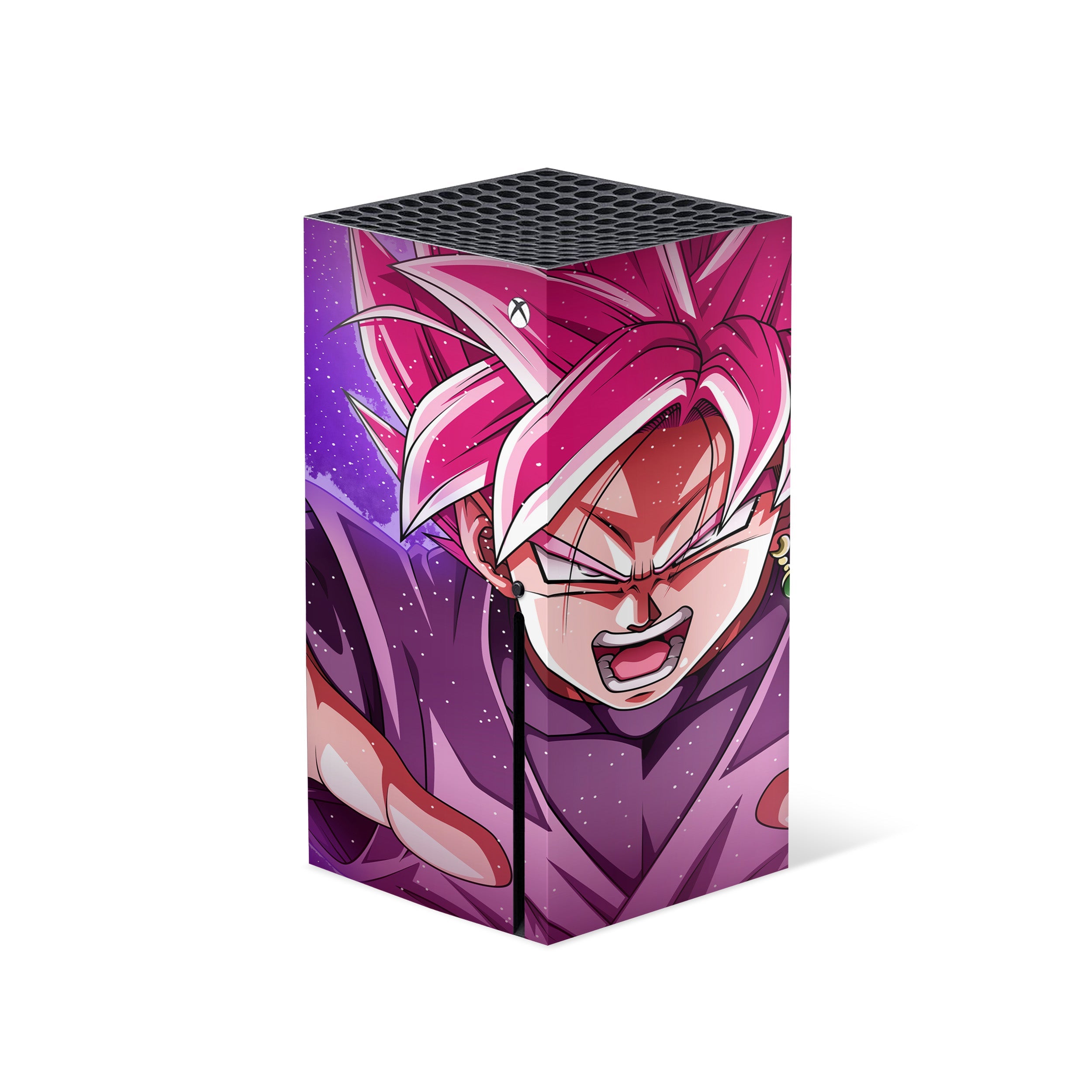 A video game skin featuring a Dragon Ball Super Goku design for the Xbox Series X.
