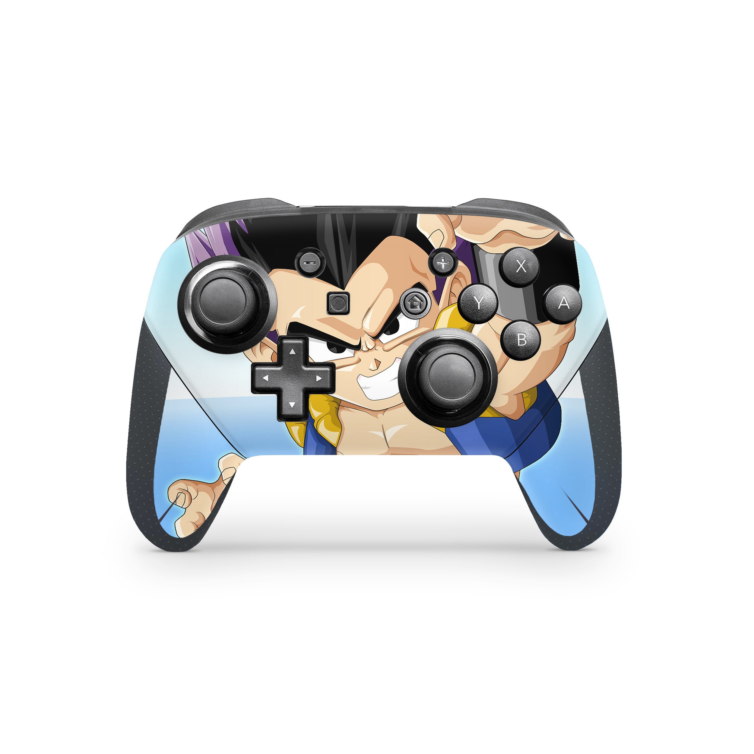 A video game skin featuring a Dragon Ball Super Gotenks design for the Switch Pro Controller.