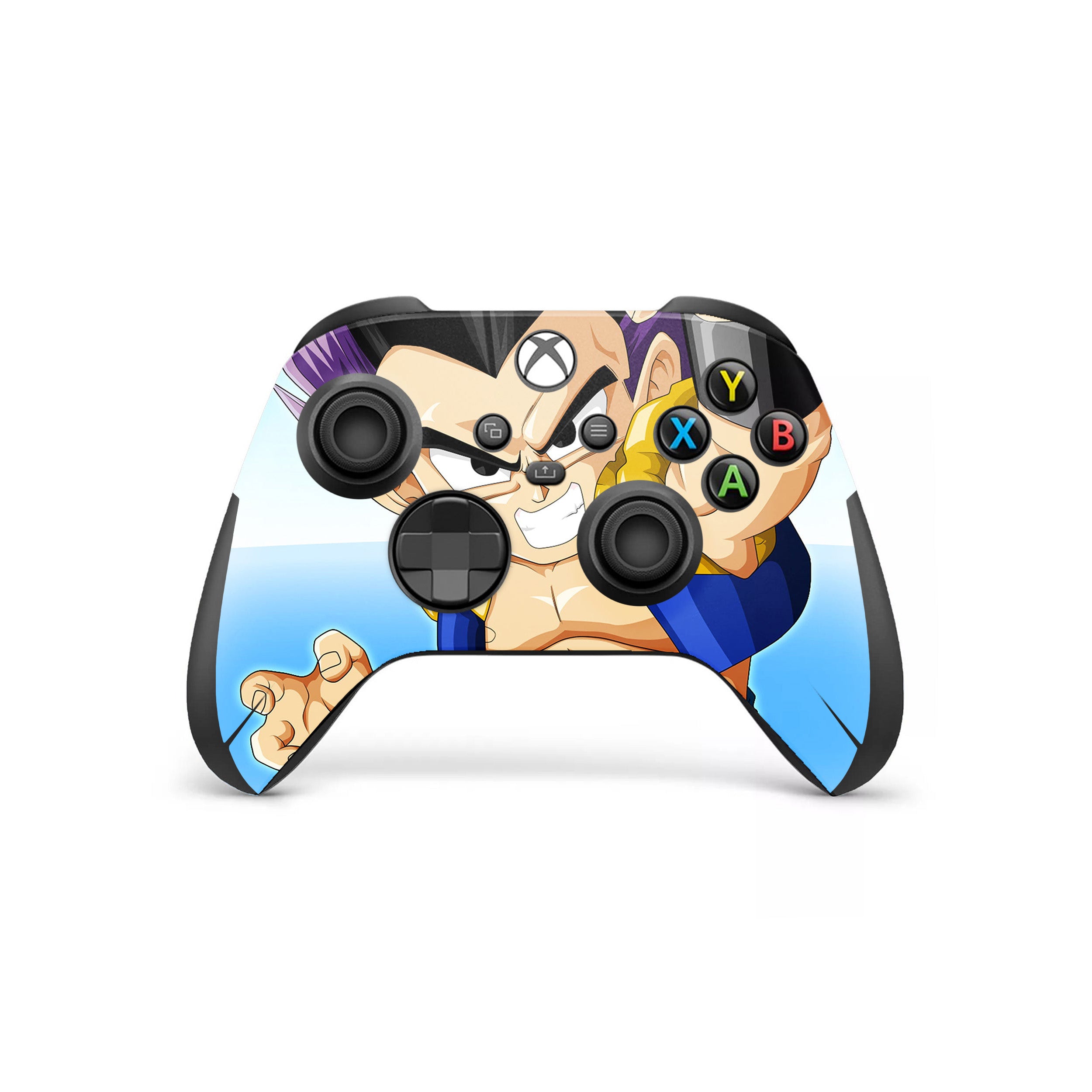 A video game skin featuring a Dragon Ball Super Gotenks design for the Xbox Wireless Controller.
