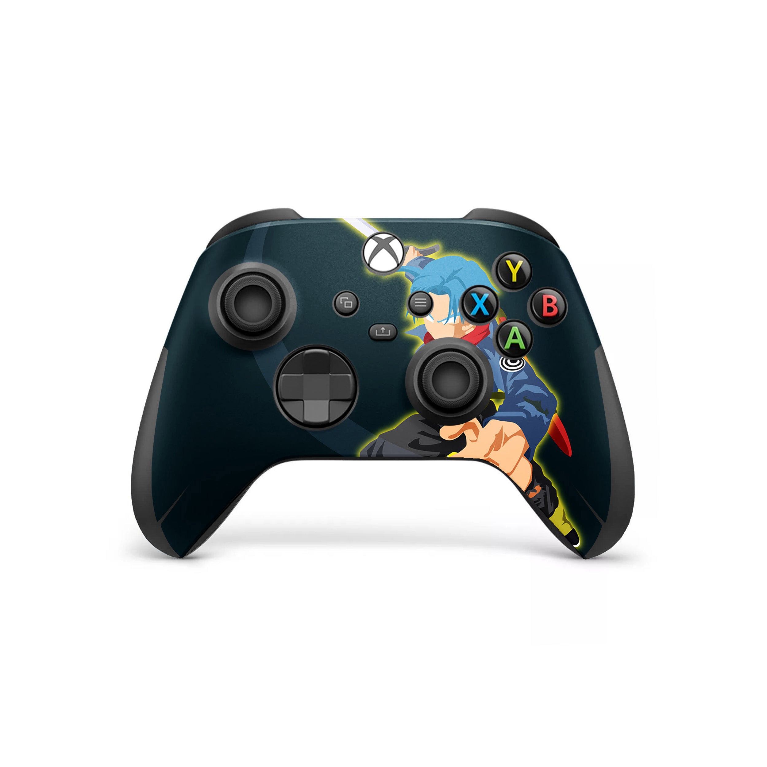 A video game skin featuring a Dragon Ball Super Trunks design for the Xbox Wireless Controller.