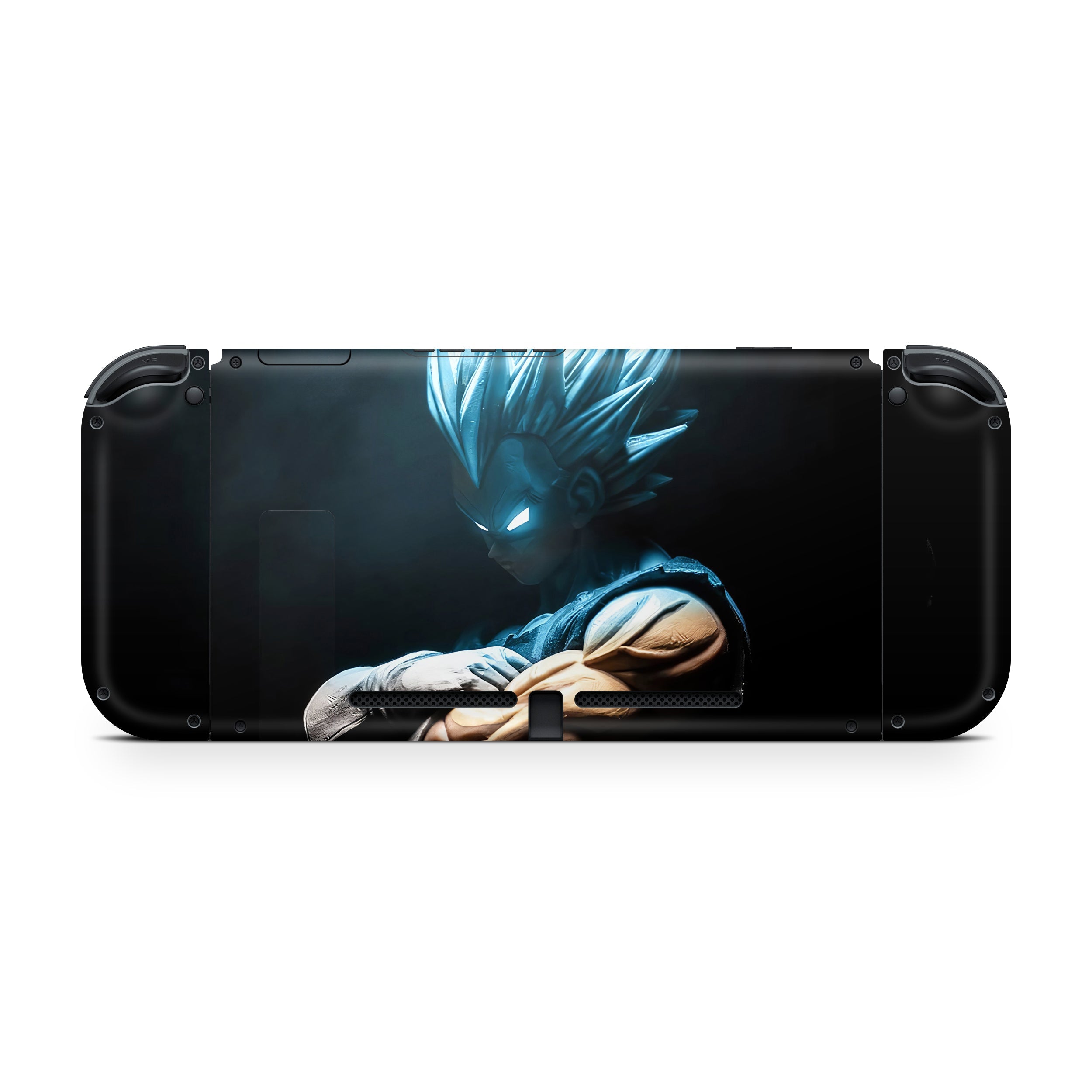 A video game skin featuring a Dragon Ball Super Vegeta design for the Nintendo Switch.