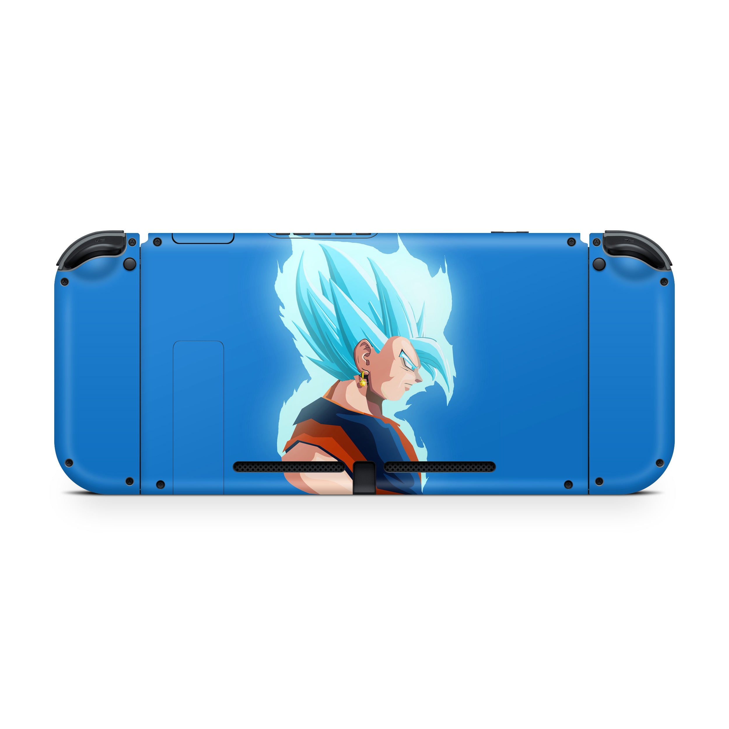 A video game skin featuring a Dragon Ball Super Vegito design for the Nintendo Switch.