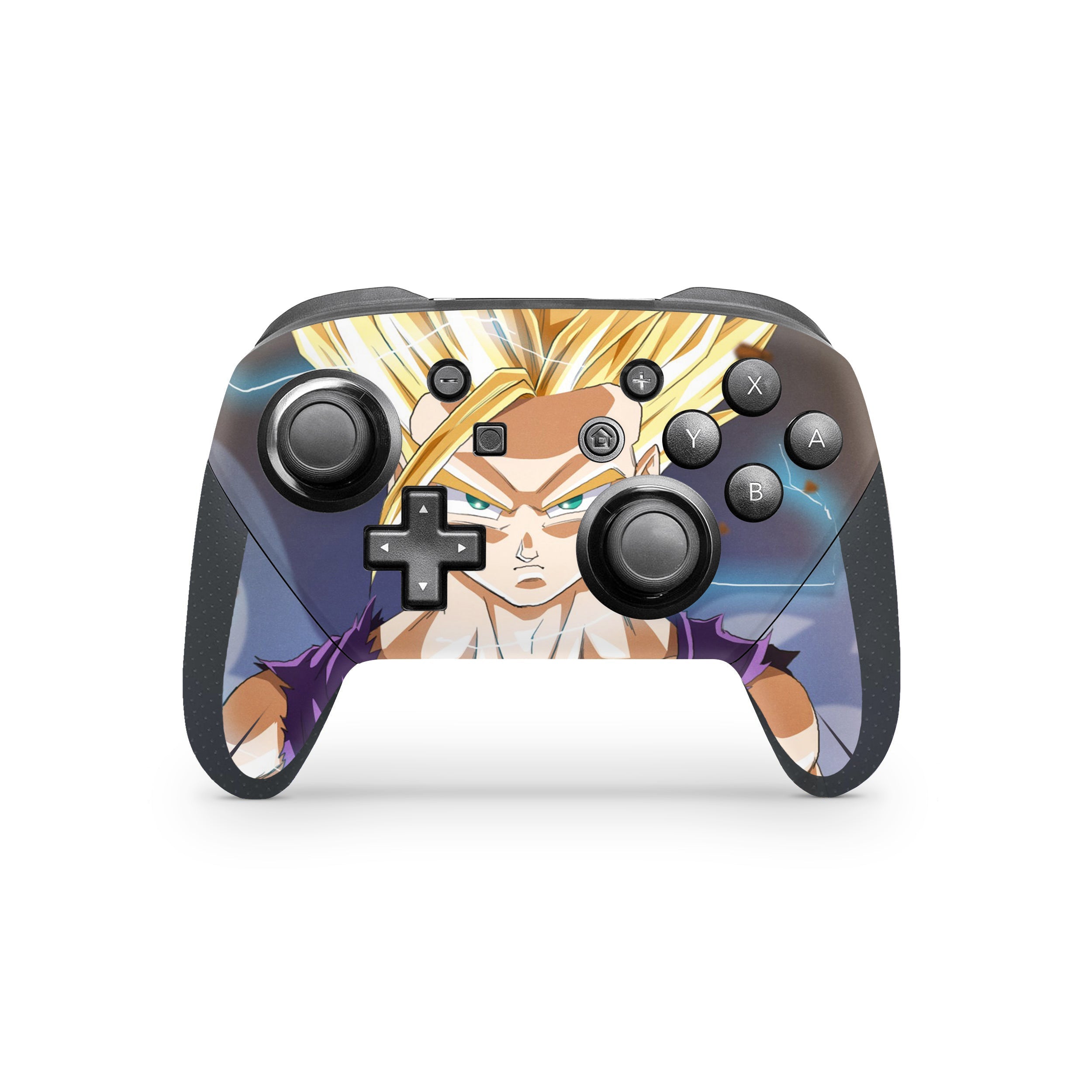 A video game skin featuring a Dragon Ball Z Gohan design for the Switch Pro Controller.