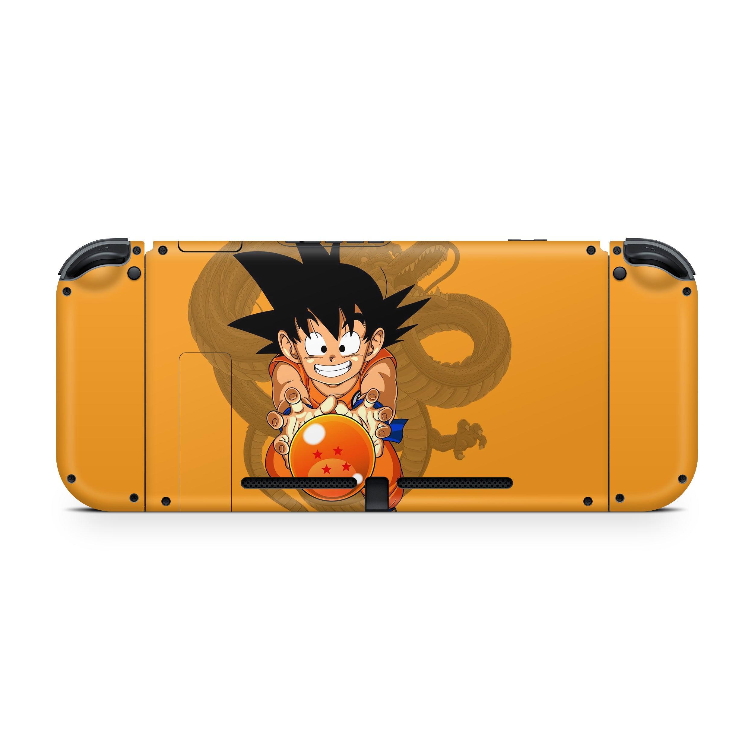 A video game skin featuring a Dragon Ball Z Goku design for the Nintendo Switch.