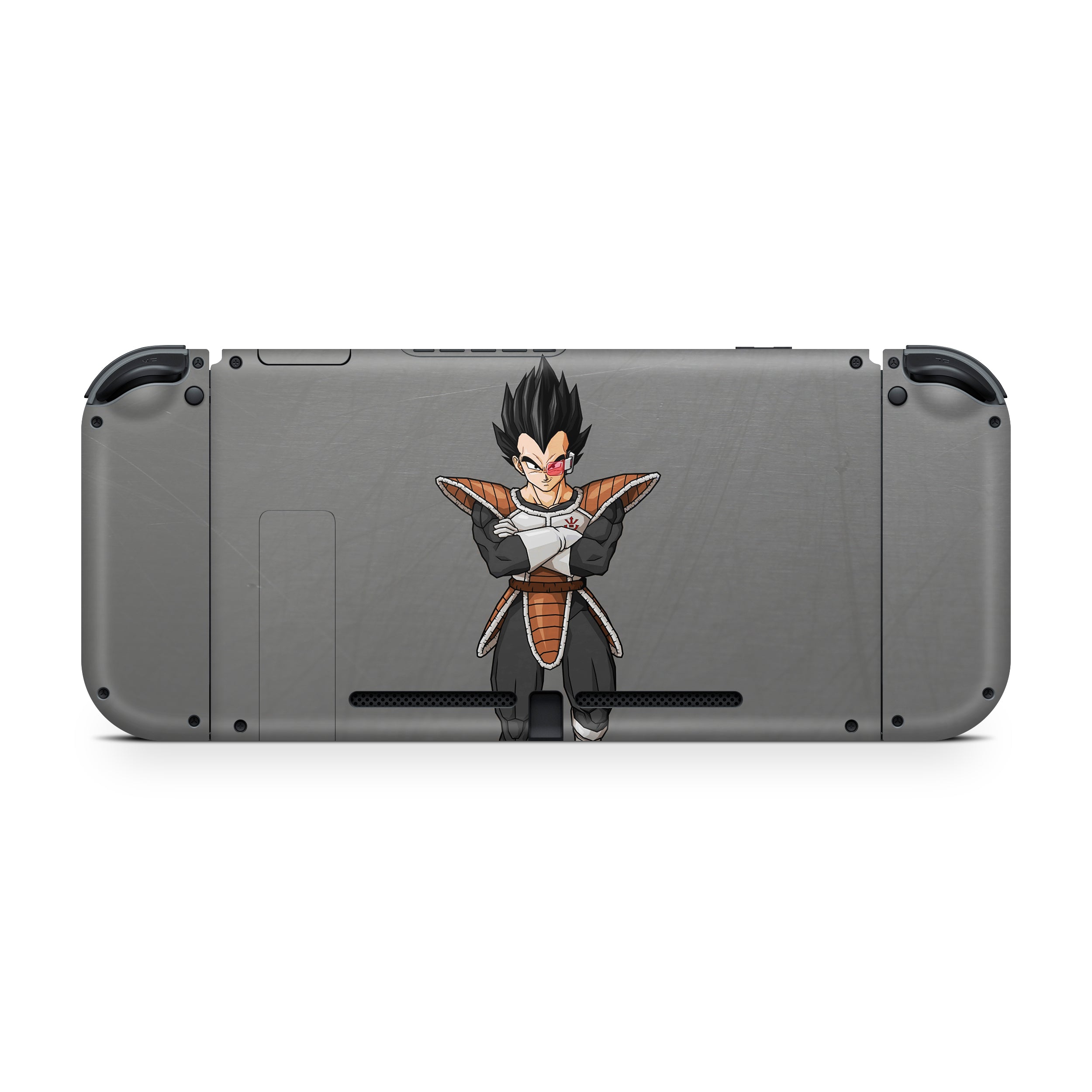 A video game skin featuring a Dragon Ball Z Vegeta design for the Nintendo Switch.