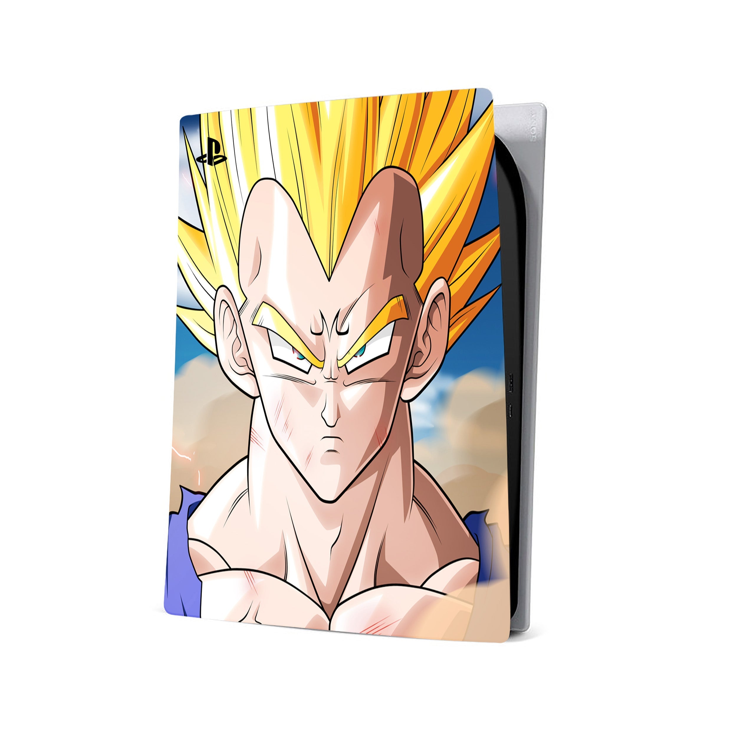 A video game skin featuring a Dragon Ball Z Vegeta design for the PS5.