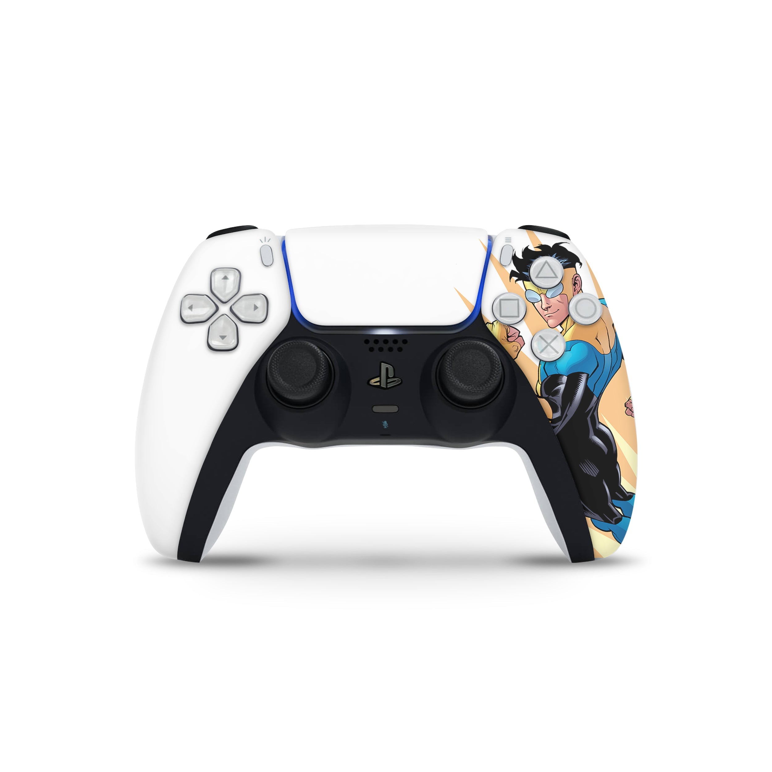 A video game skin featuring a Image Comics Invincible Invincible design for the PS5 DualSense Controller.