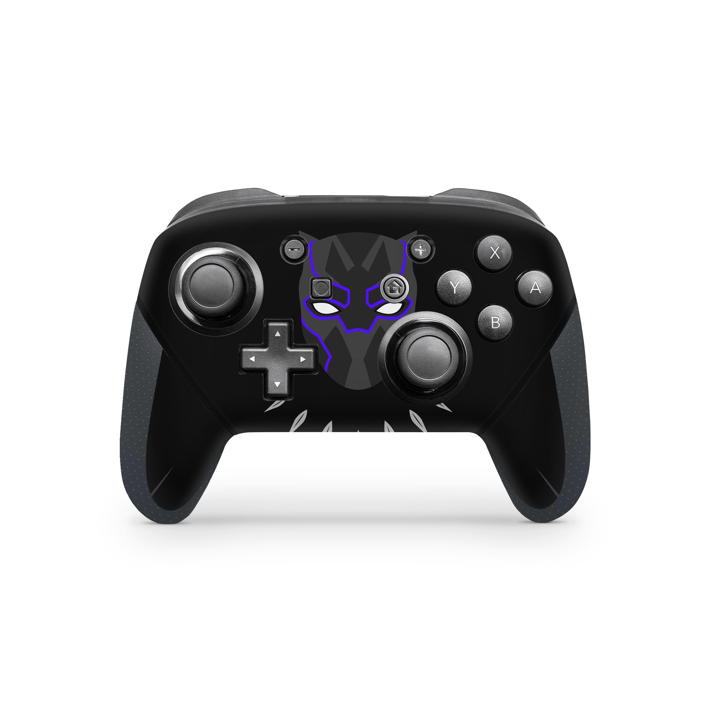 A video game skin featuring a Marvel Comics Black Panther design for the Switch Pro Controller.