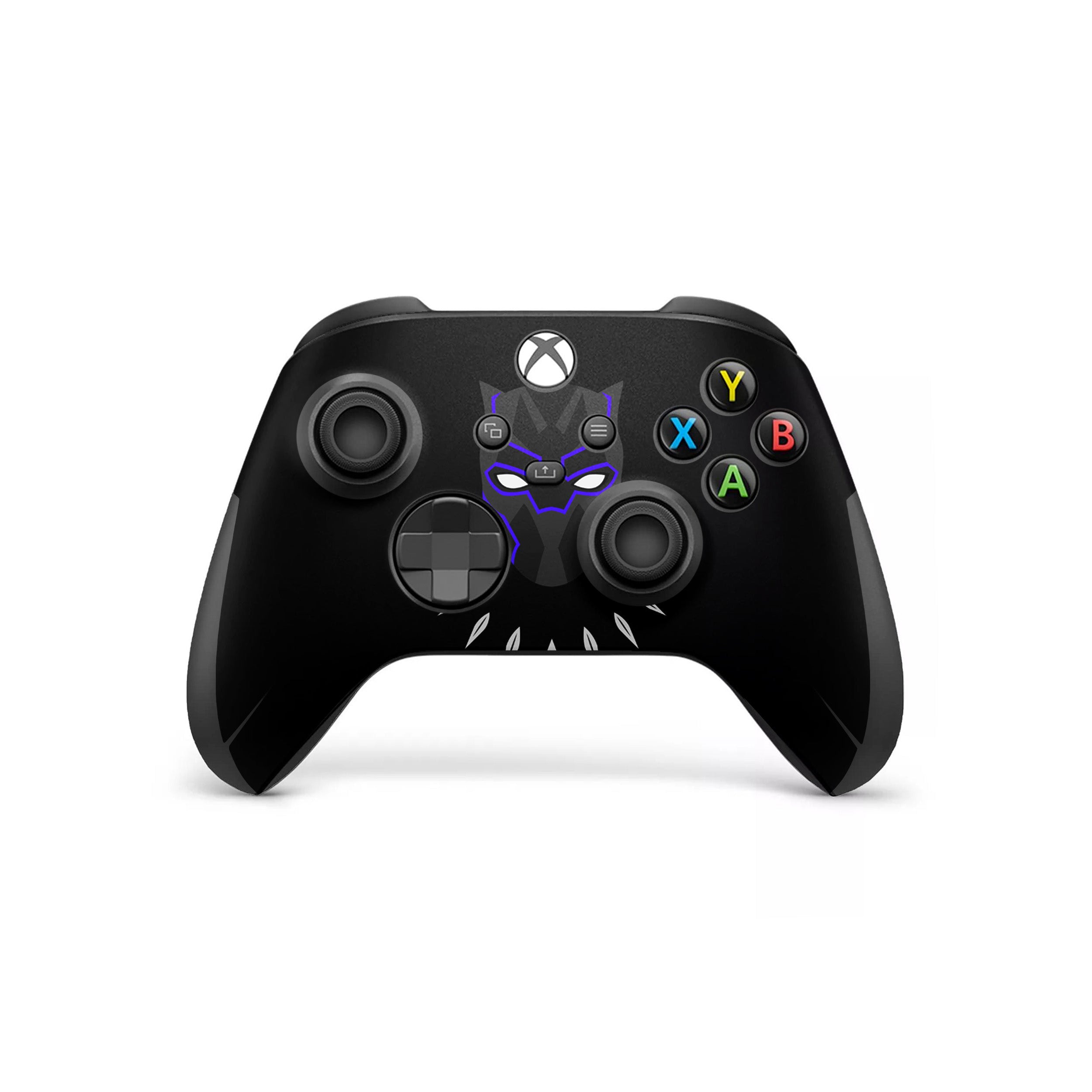 A video game skin featuring a Marvel Comics Black Panther design for the Xbox Wireless Controller.