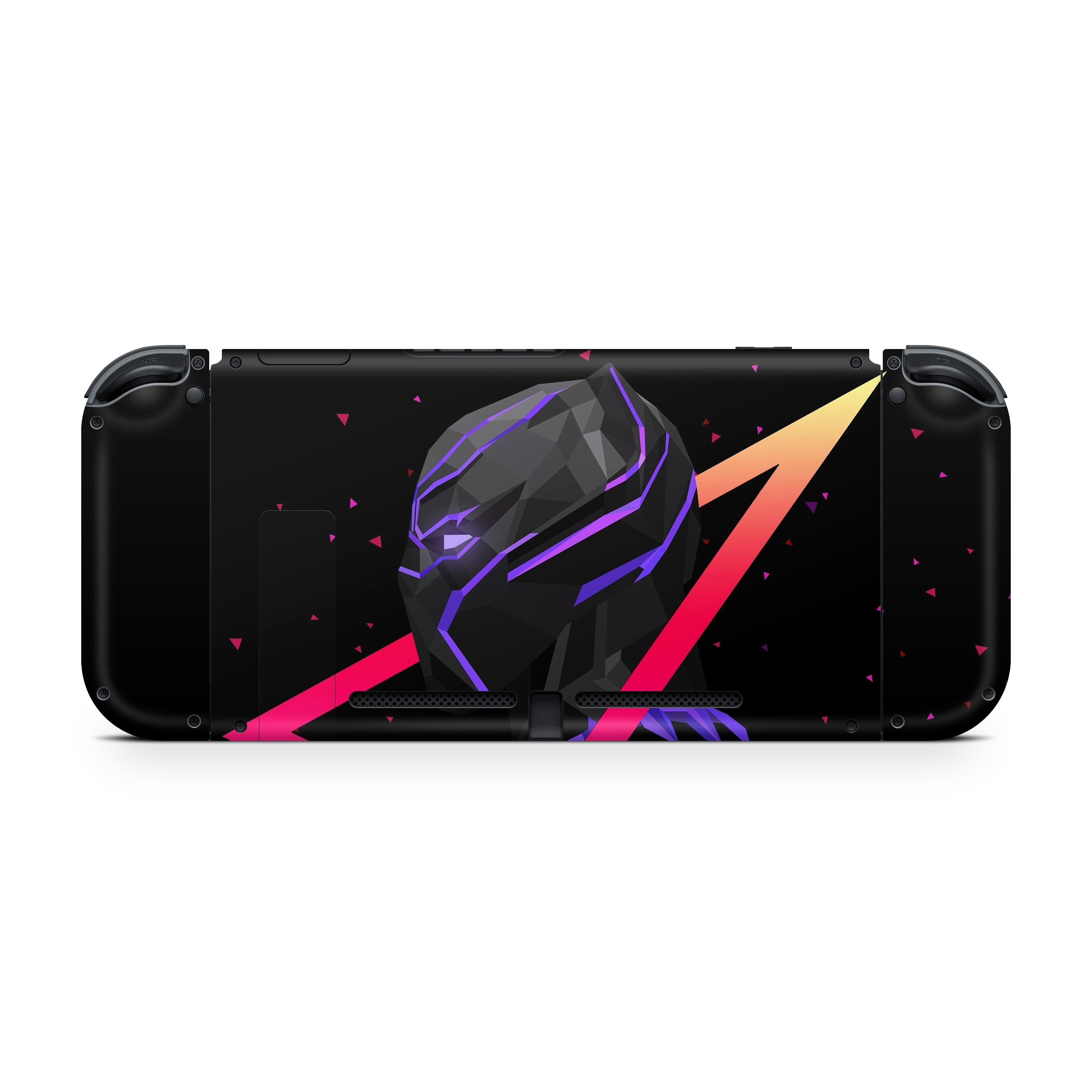 A video game skin featuring a Marvel Comics Black Panther design for the Nintendo Switch.
