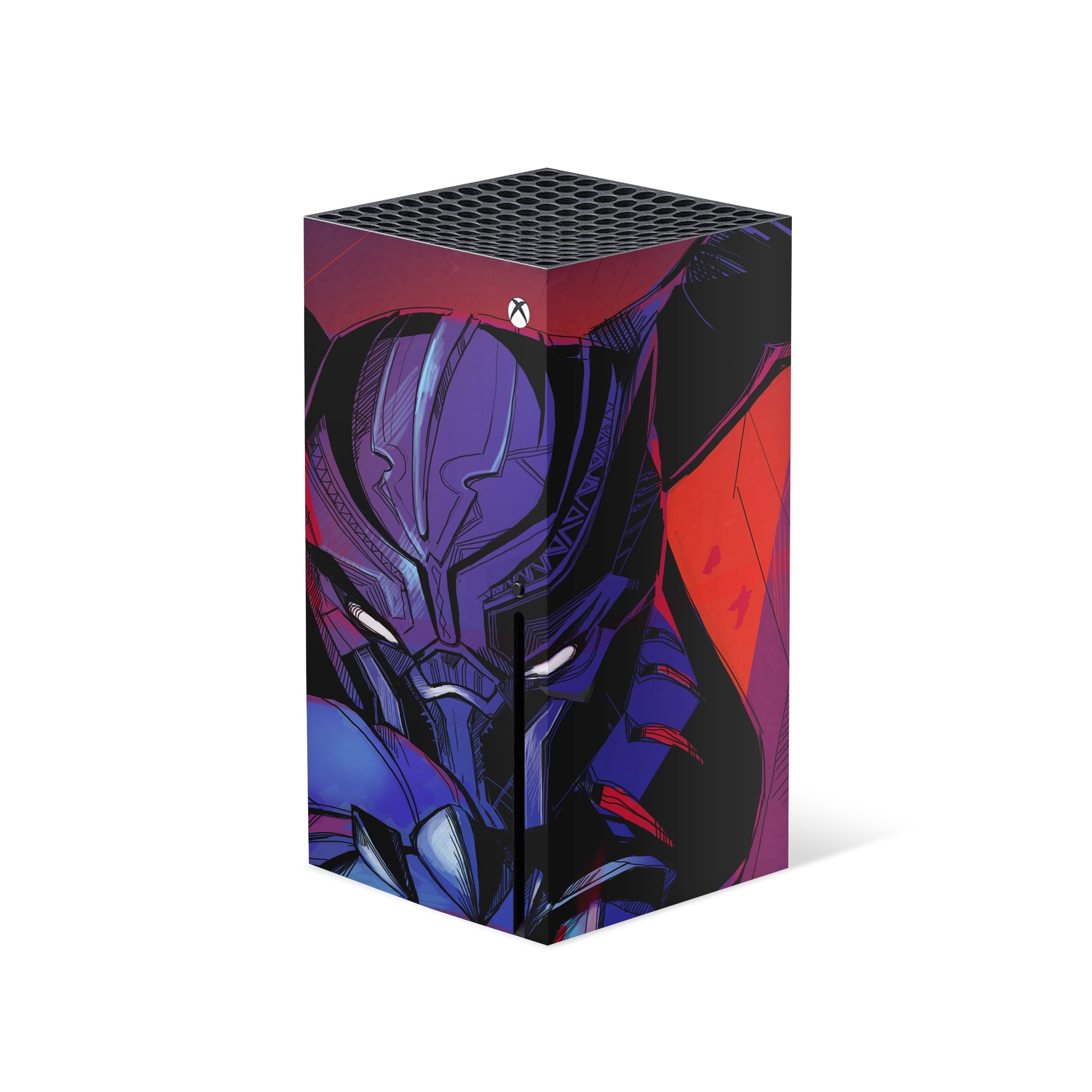 A video game skin featuring a Marvel Comics Black Panther design for the Xbox Series X.