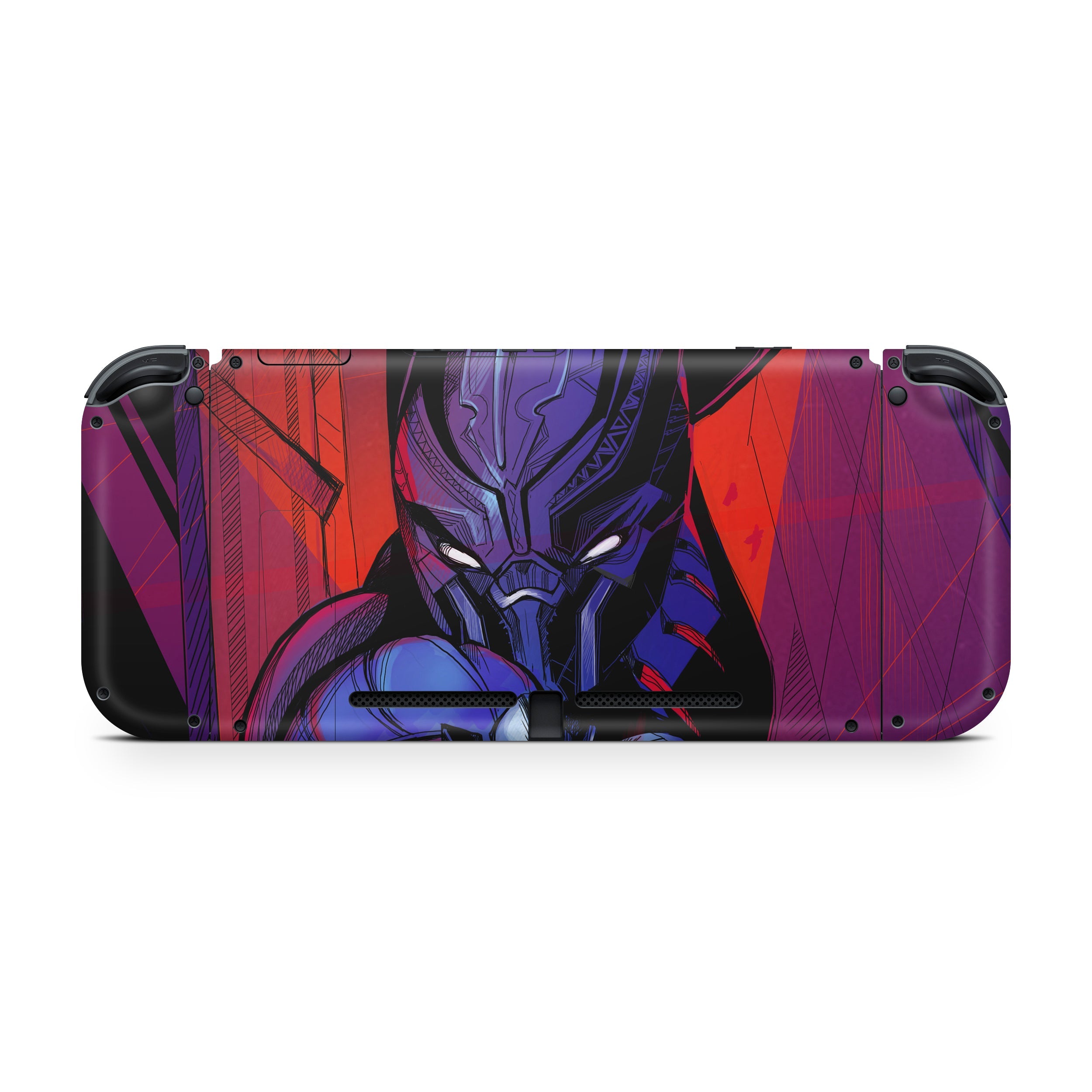 A video game skin featuring a Marvel Comics Black Panther design for the Nintendo Switch.