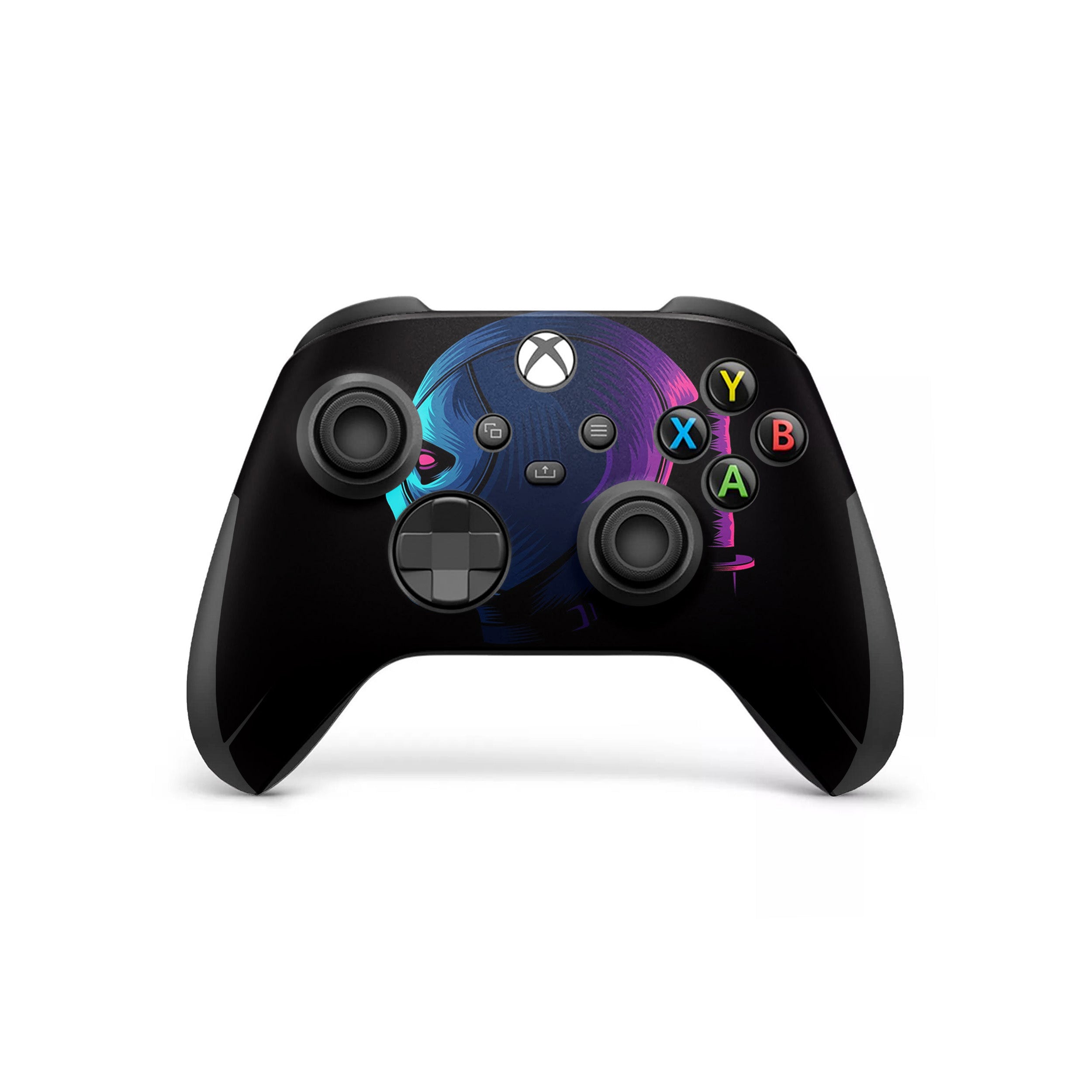 A video game skin featuring a Marvel Comics Deadpool design for the Xbox Wireless Controller.