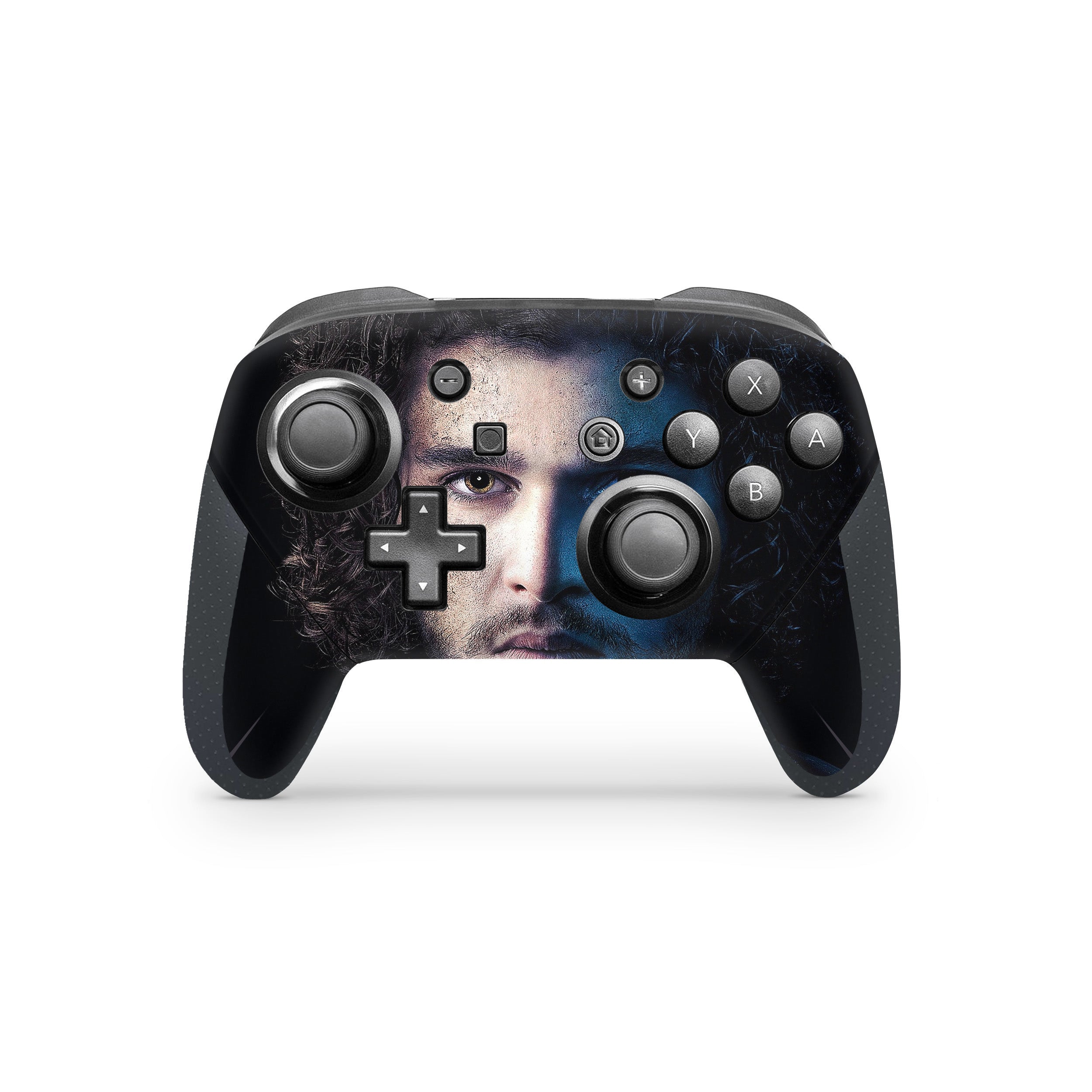 A video game skin featuring a Game Of Thrones Jon Snow design for the Switch Pro Controller.