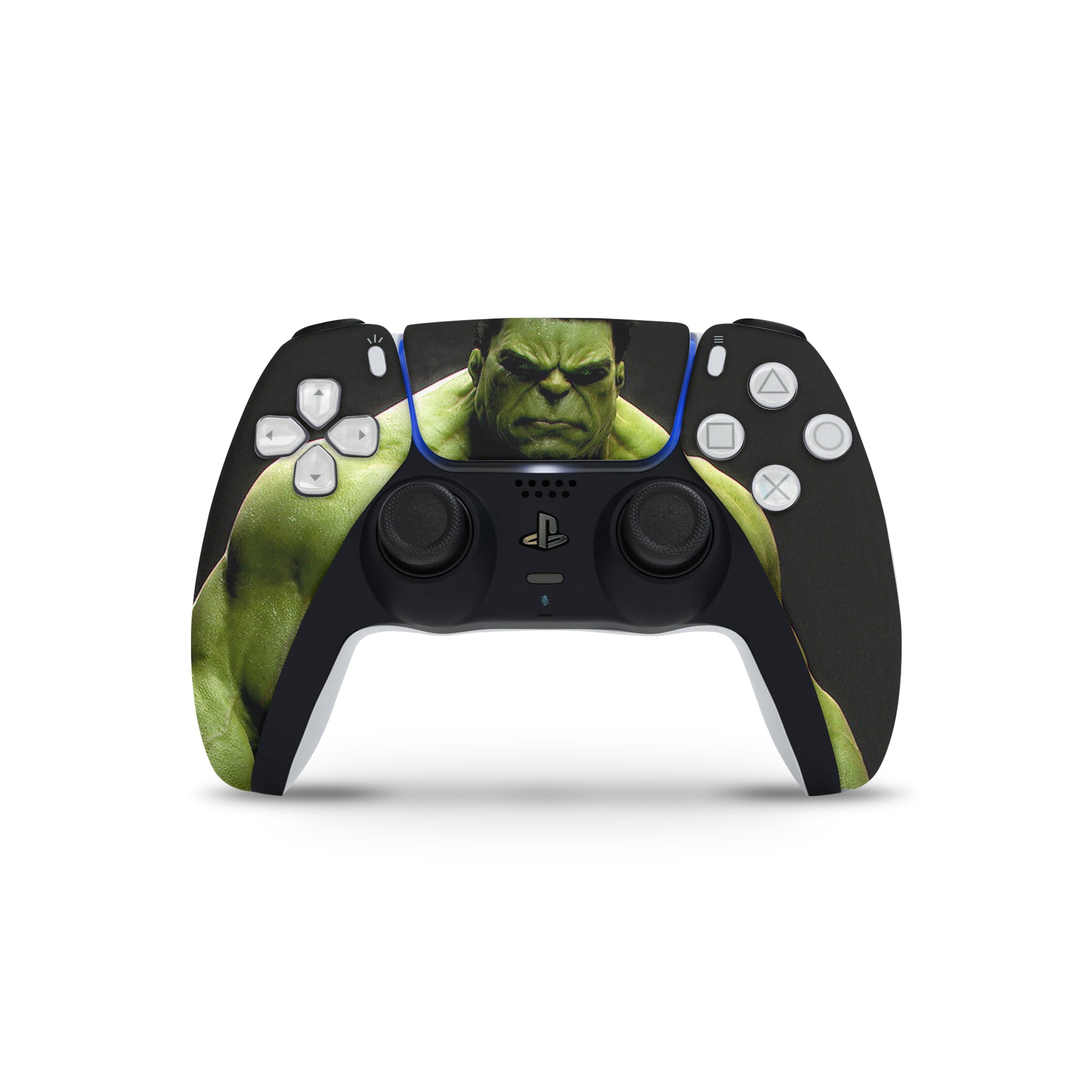 A video game skin featuring a Marvel Comics Hulk design for the PS5 DualSense Controller.